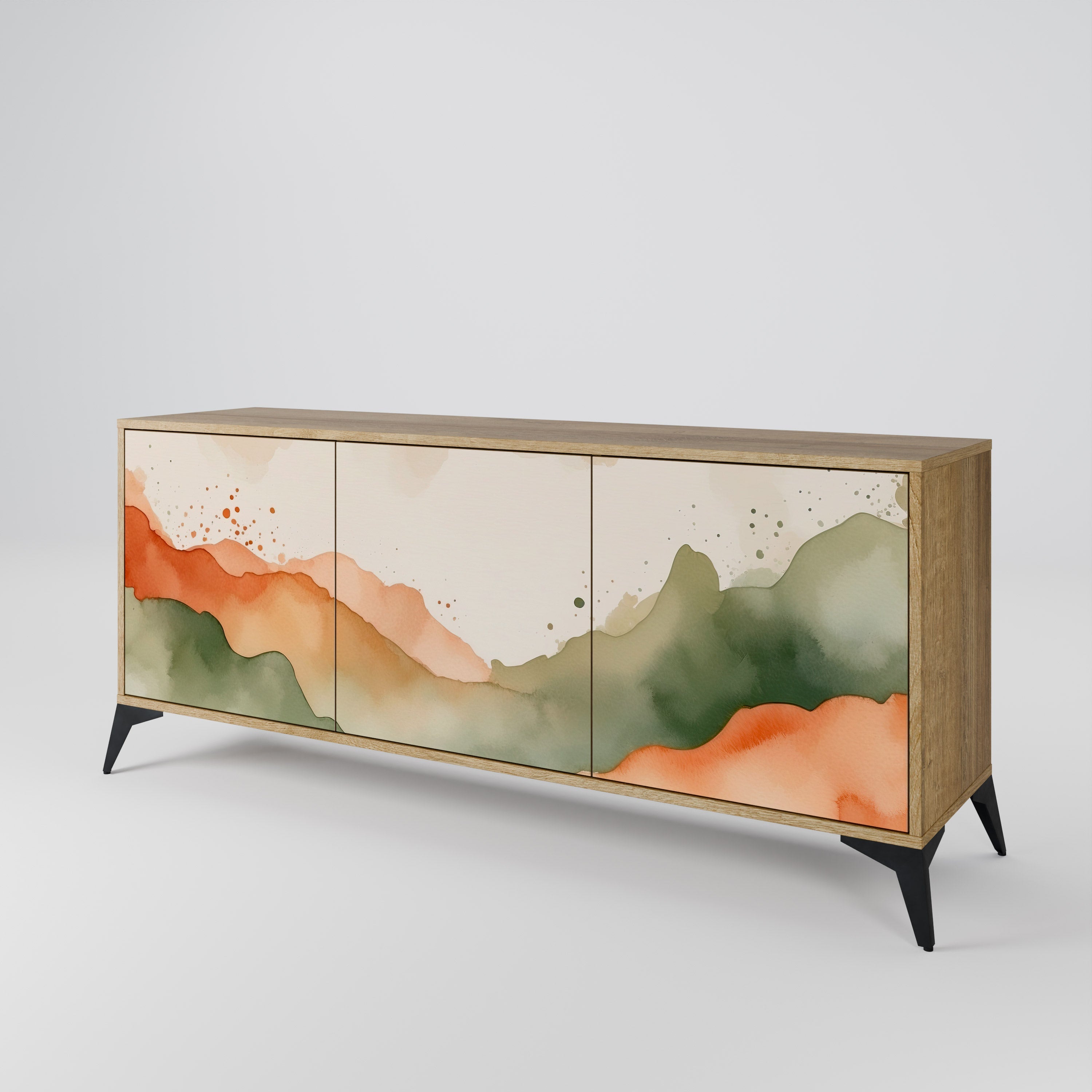 WATERCOLOUR PEAKS 3-türiges Sideboard in Eichenoptik
