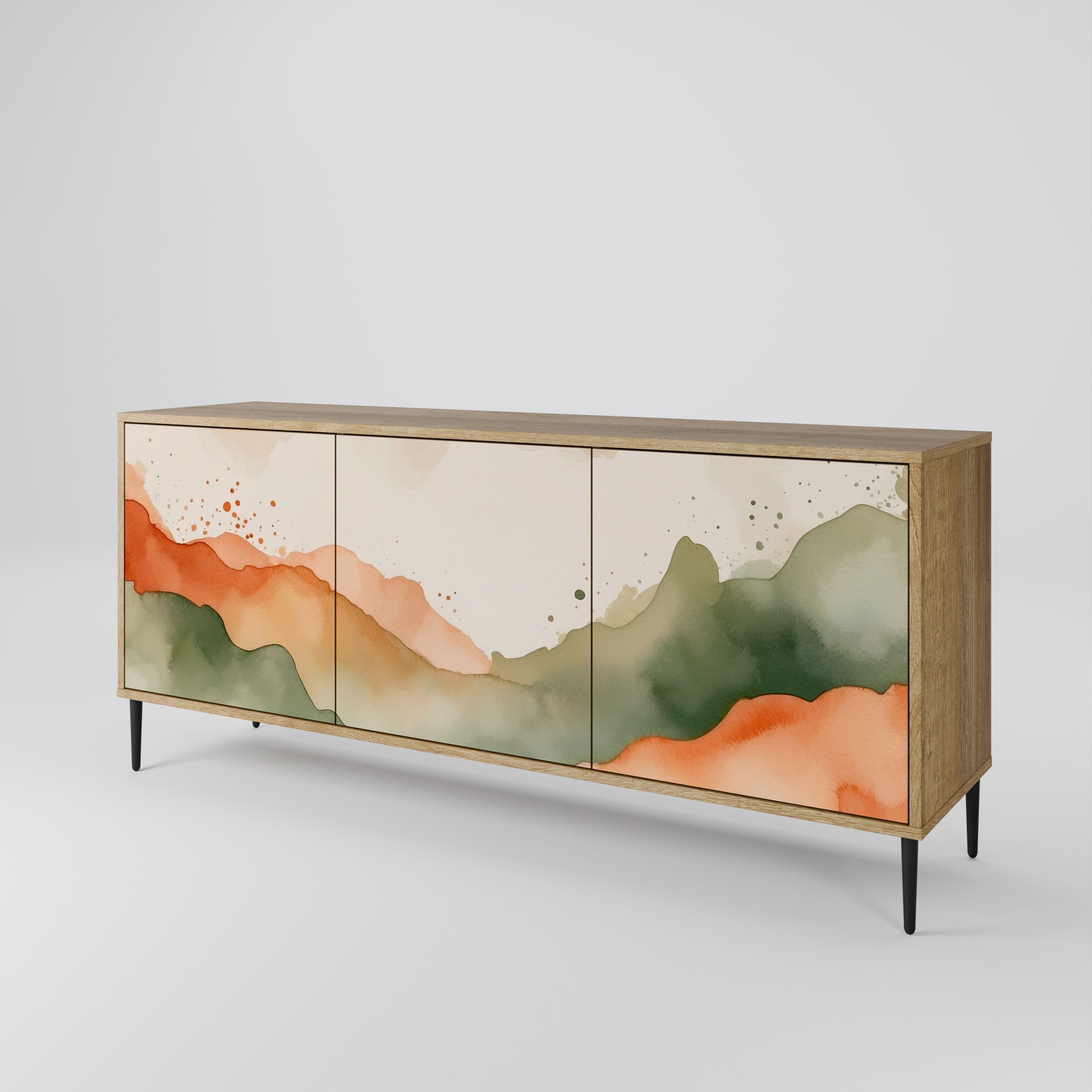 WATERCOLOUR PEAKS 3-türiges Sideboard in Eichenoptik