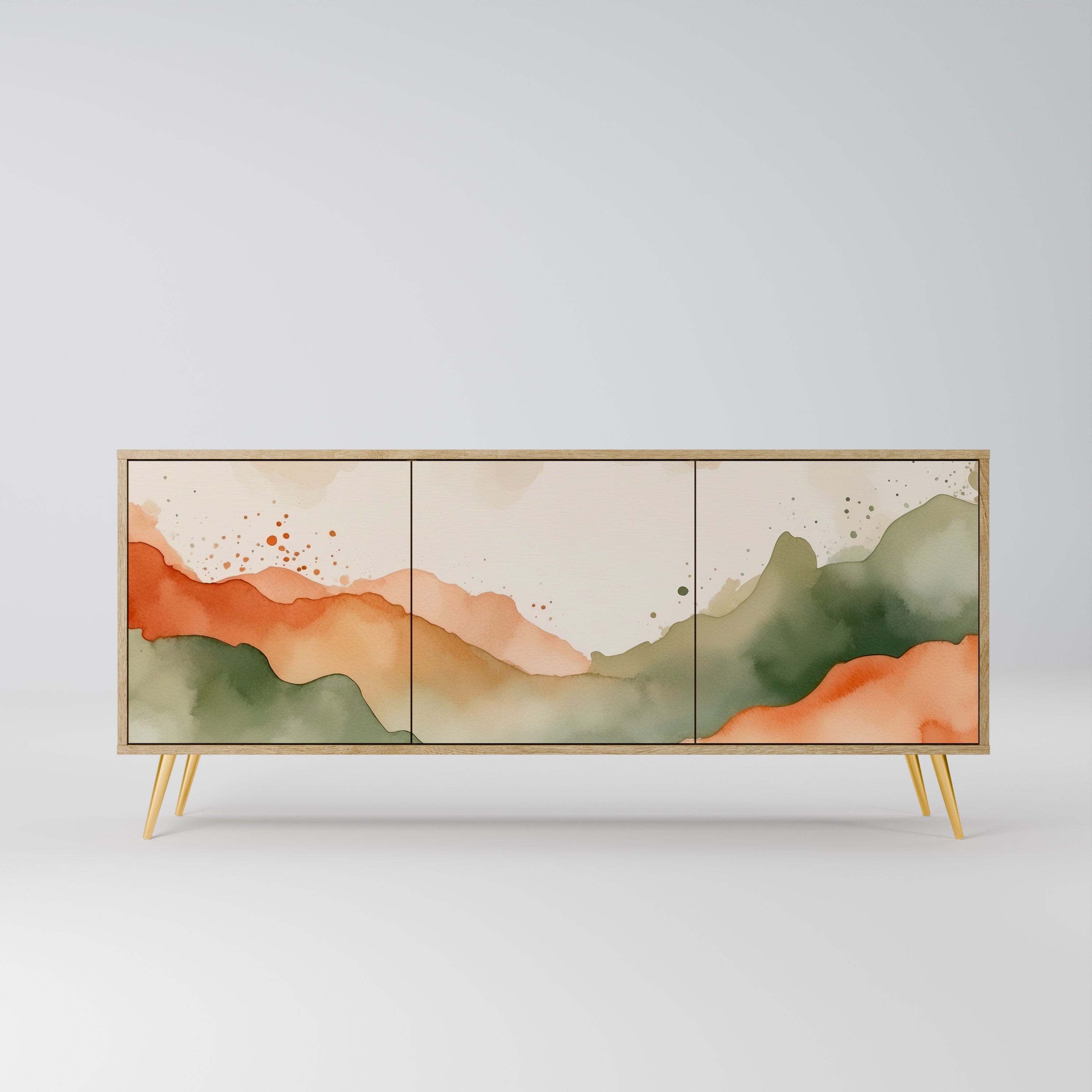 WATERCOLOUR PEAKS 3-türiges Sideboard in Eichenoptik