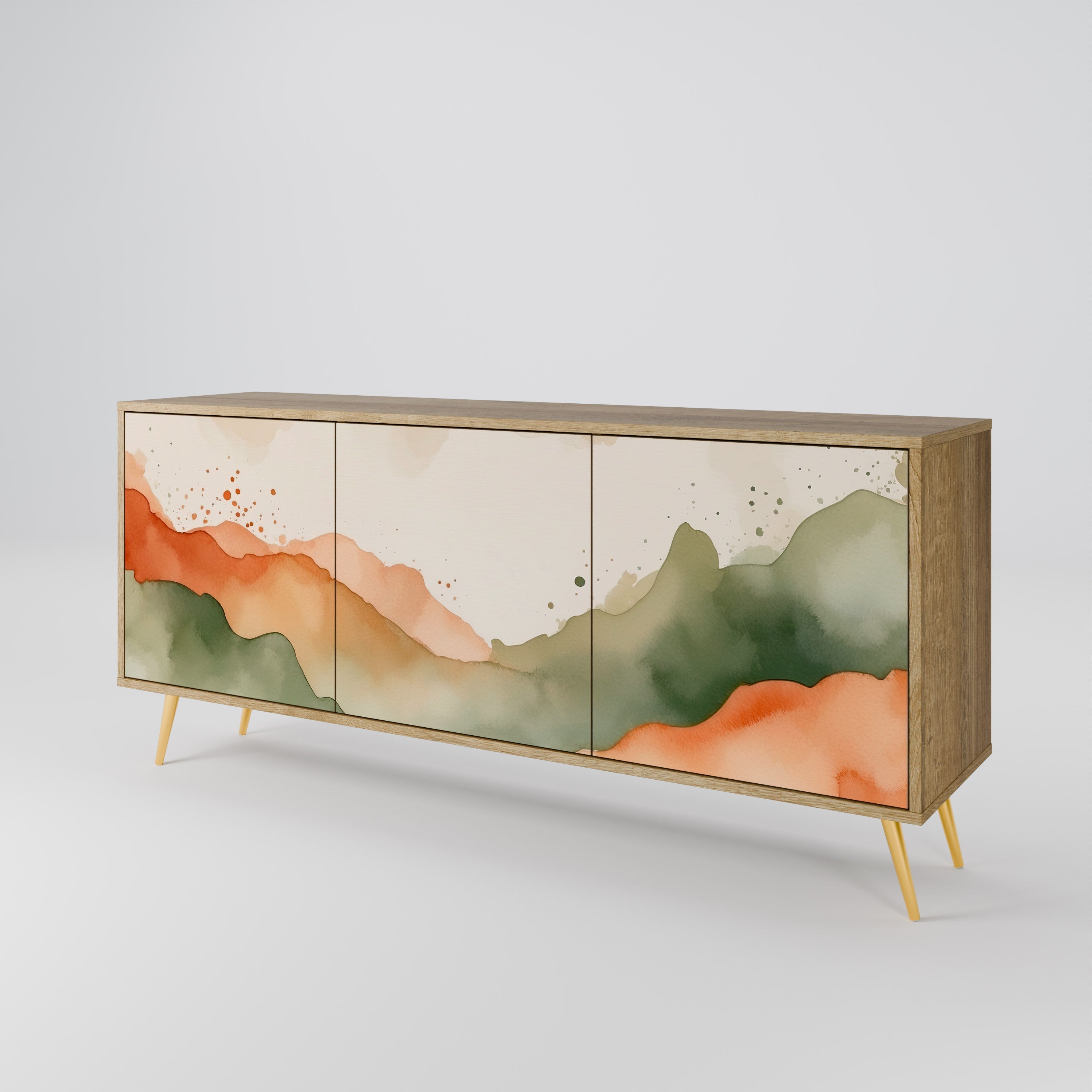 WATERCOLOUR PEAKS 3-türiges Sideboard in Eichenoptik