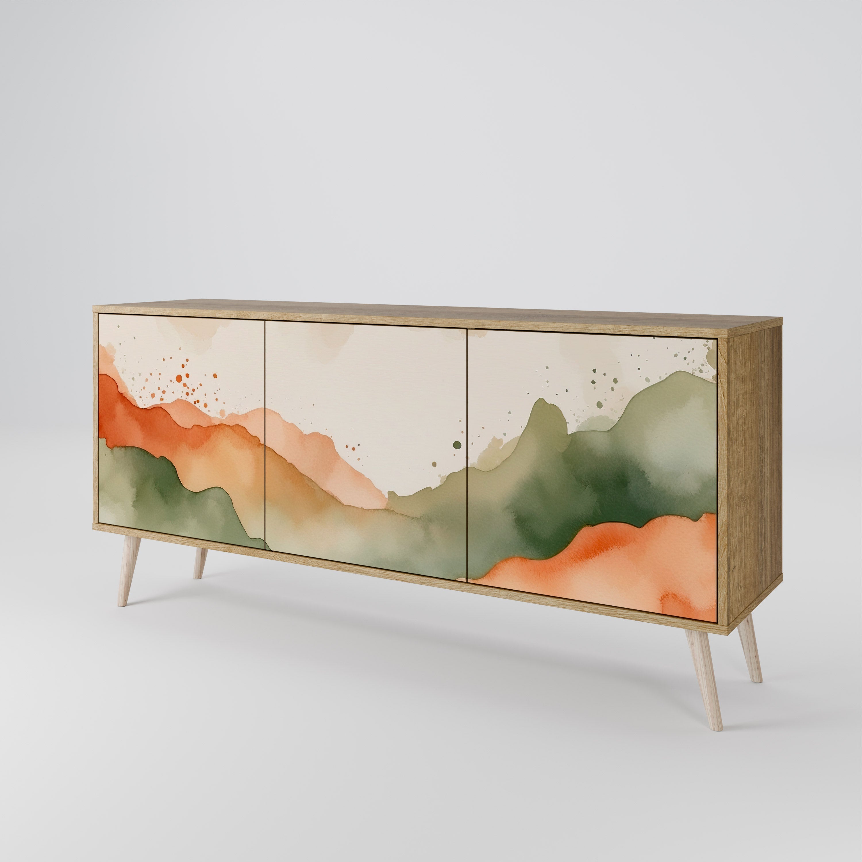WATERCOLOUR PEAKS 3-türiges Sideboard in Eichenoptik