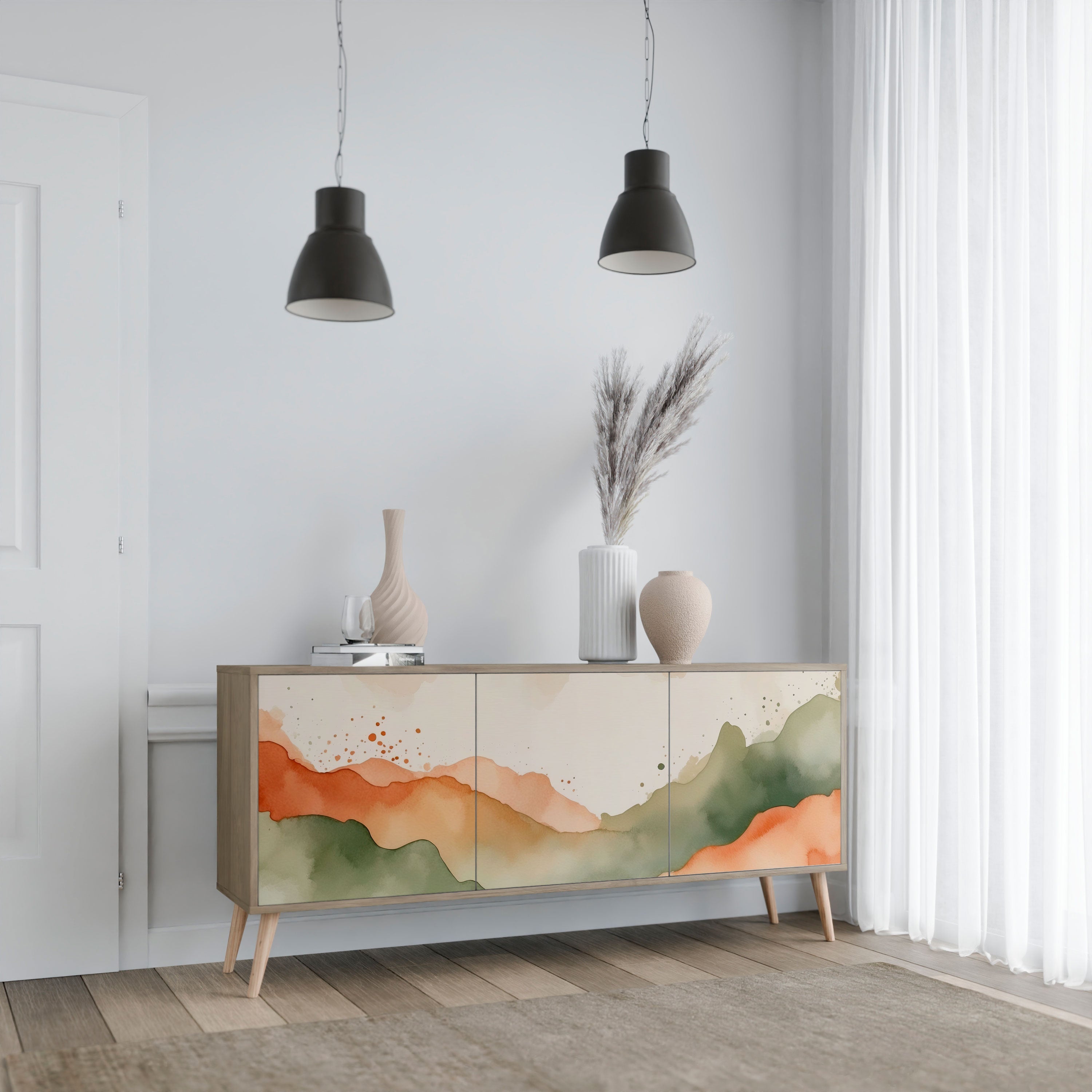 WATERCOLOUR PEAKS 3-türiges Sideboard in Eichenoptik