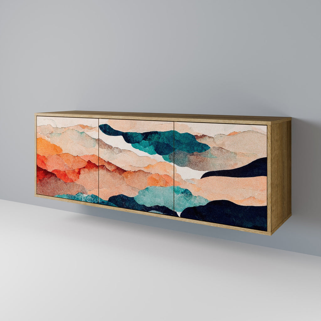 ABSTRACT LANDSCAPE 3-türiges Sideboard in Eichenoptik