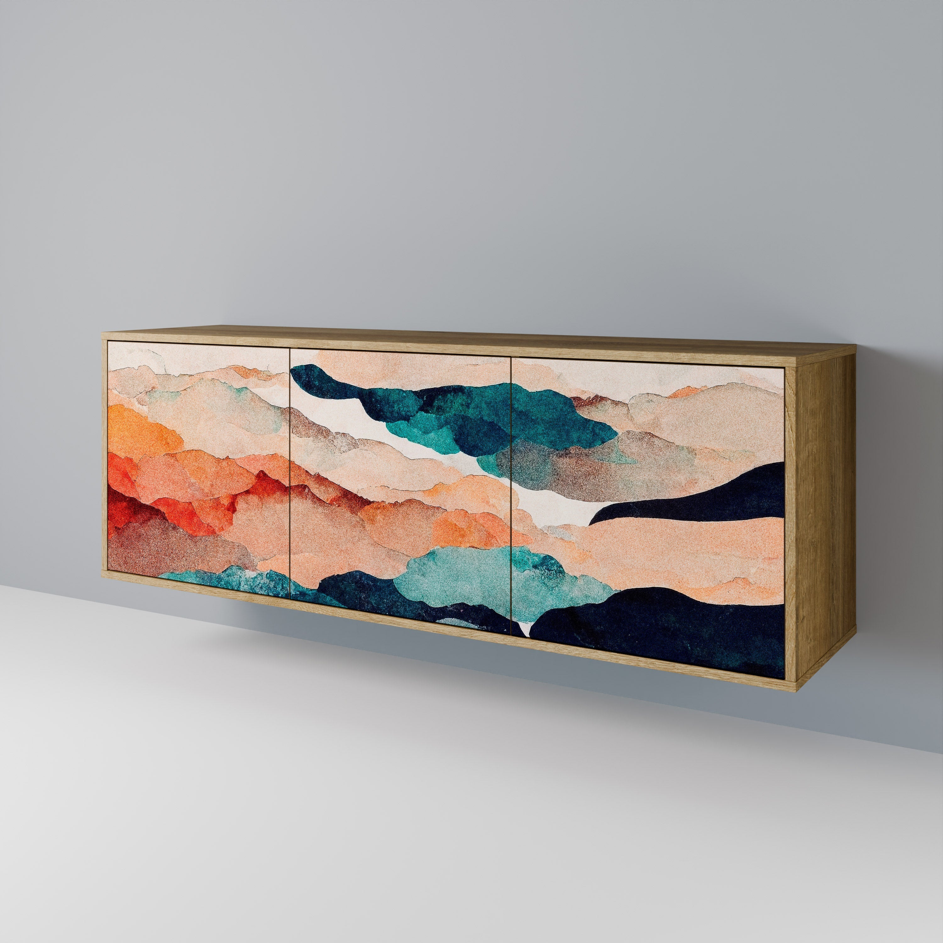 ABSTRACT LANDSCAPE 3-türiges Sideboard in Eichenoptik