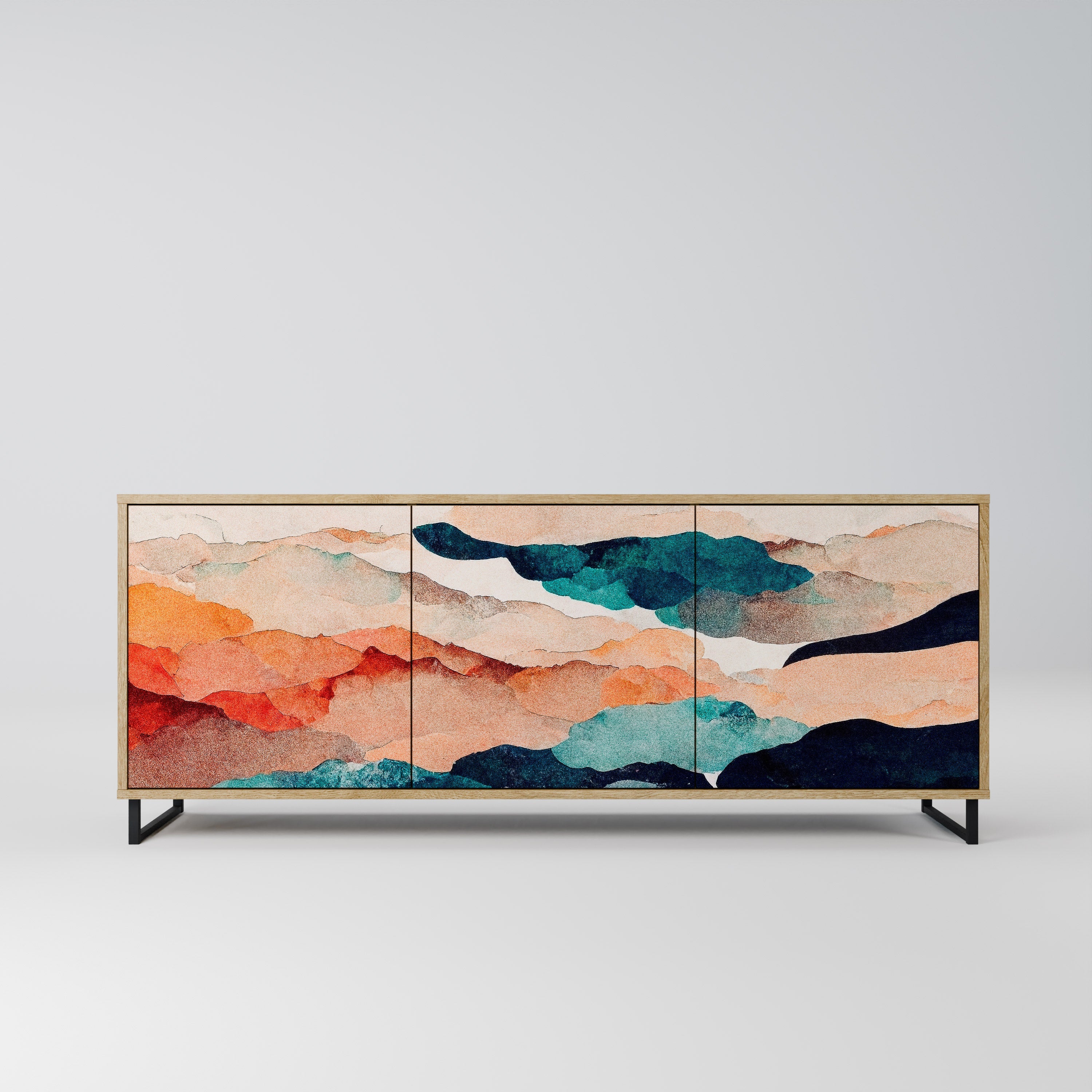 ABSTRACT LANDSCAPE 3-türiges Sideboard in Eichenoptik