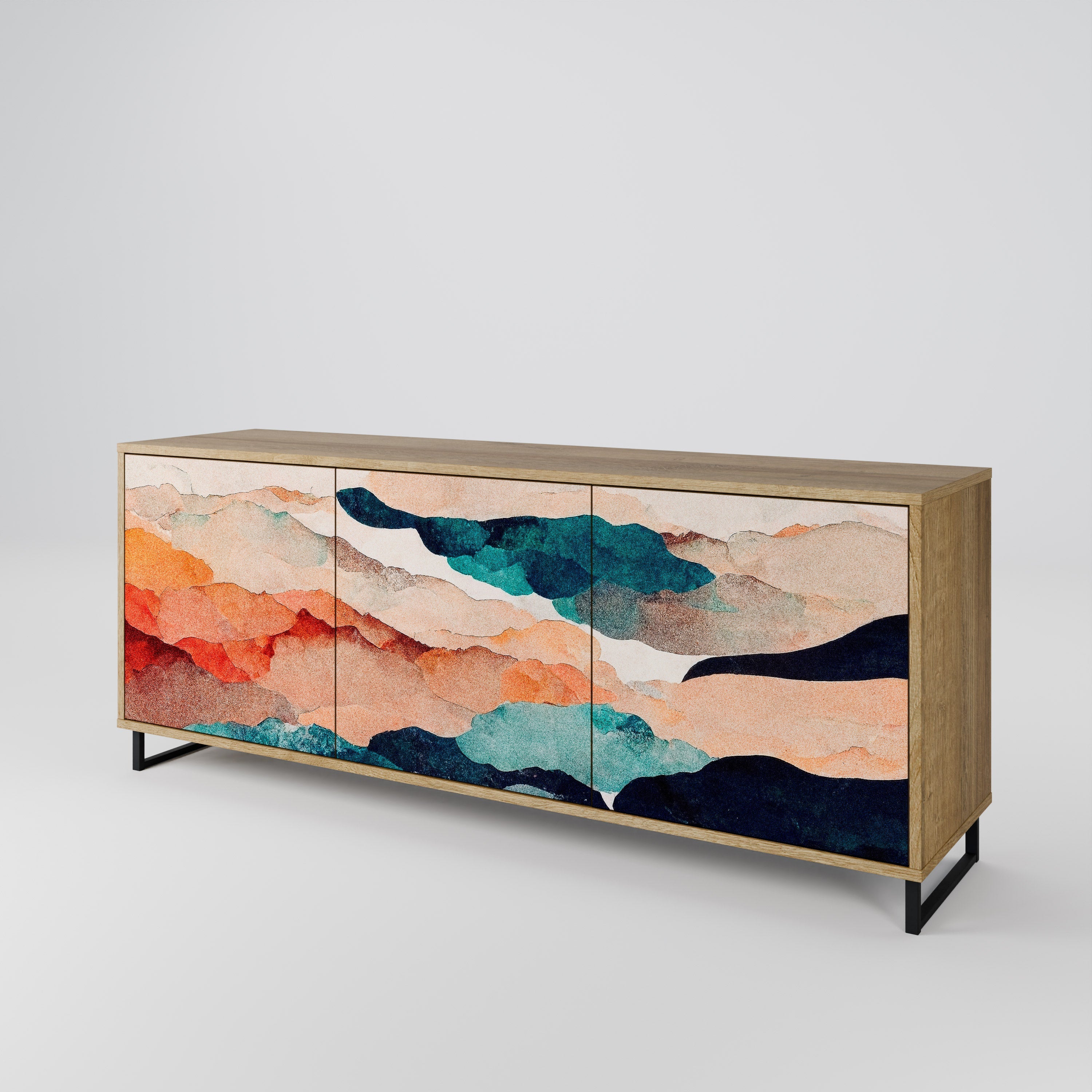 ABSTRACT LANDSCAPE 3-türiges Sideboard in Eichenoptik