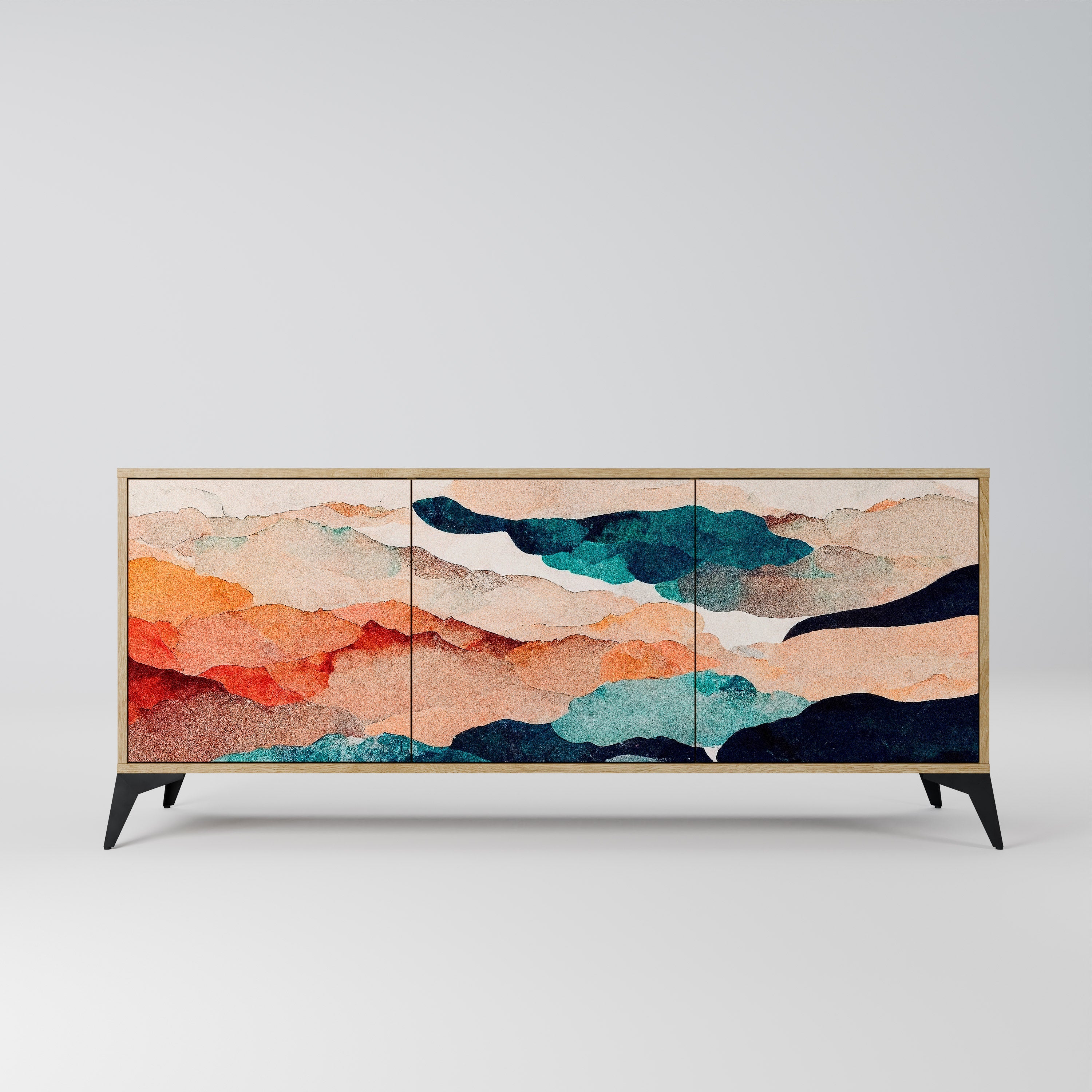 ABSTRACT LANDSCAPE 3-türiges Sideboard in Eichenoptik