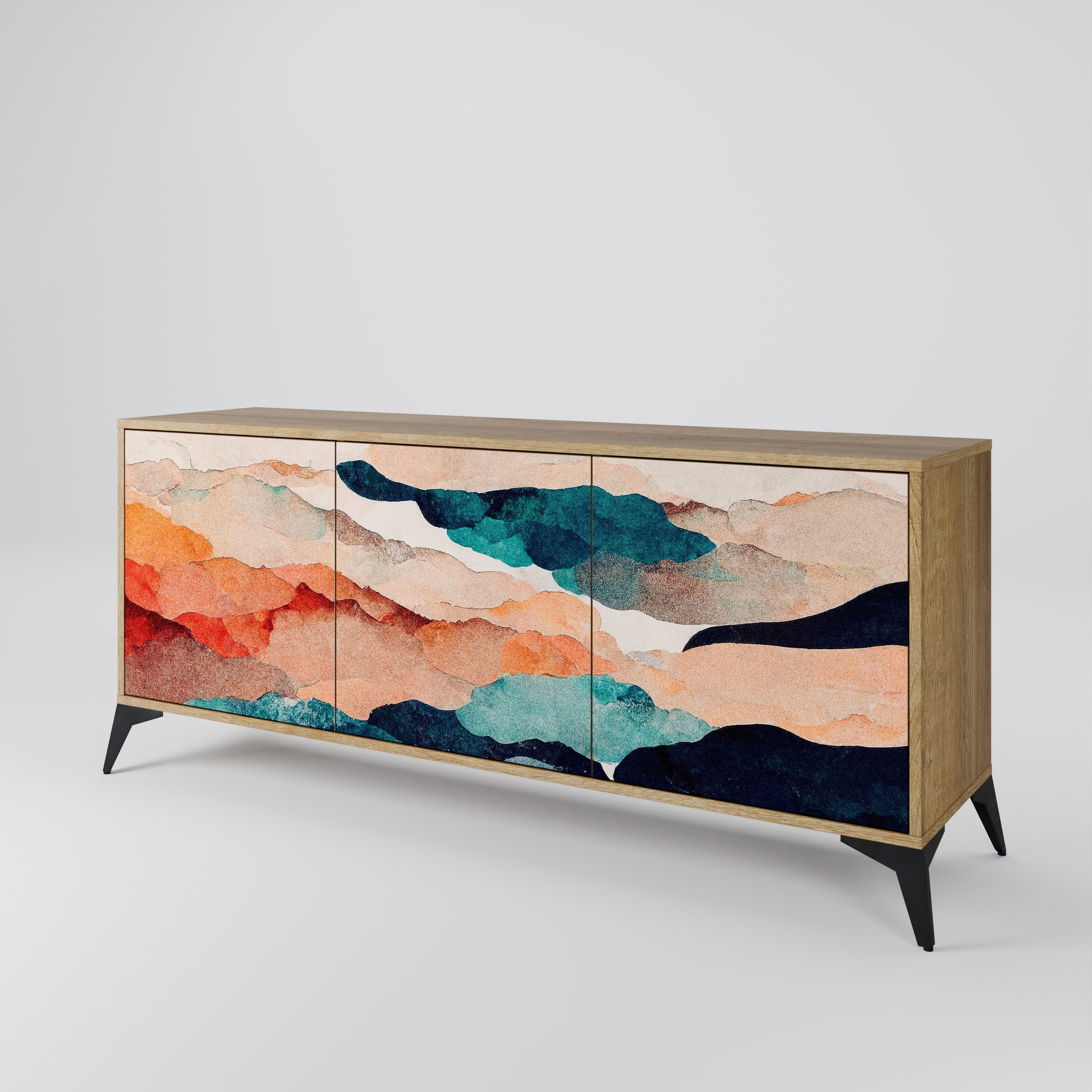 ABSTRACT LANDSCAPE 3-türiges Sideboard in Eichenoptik