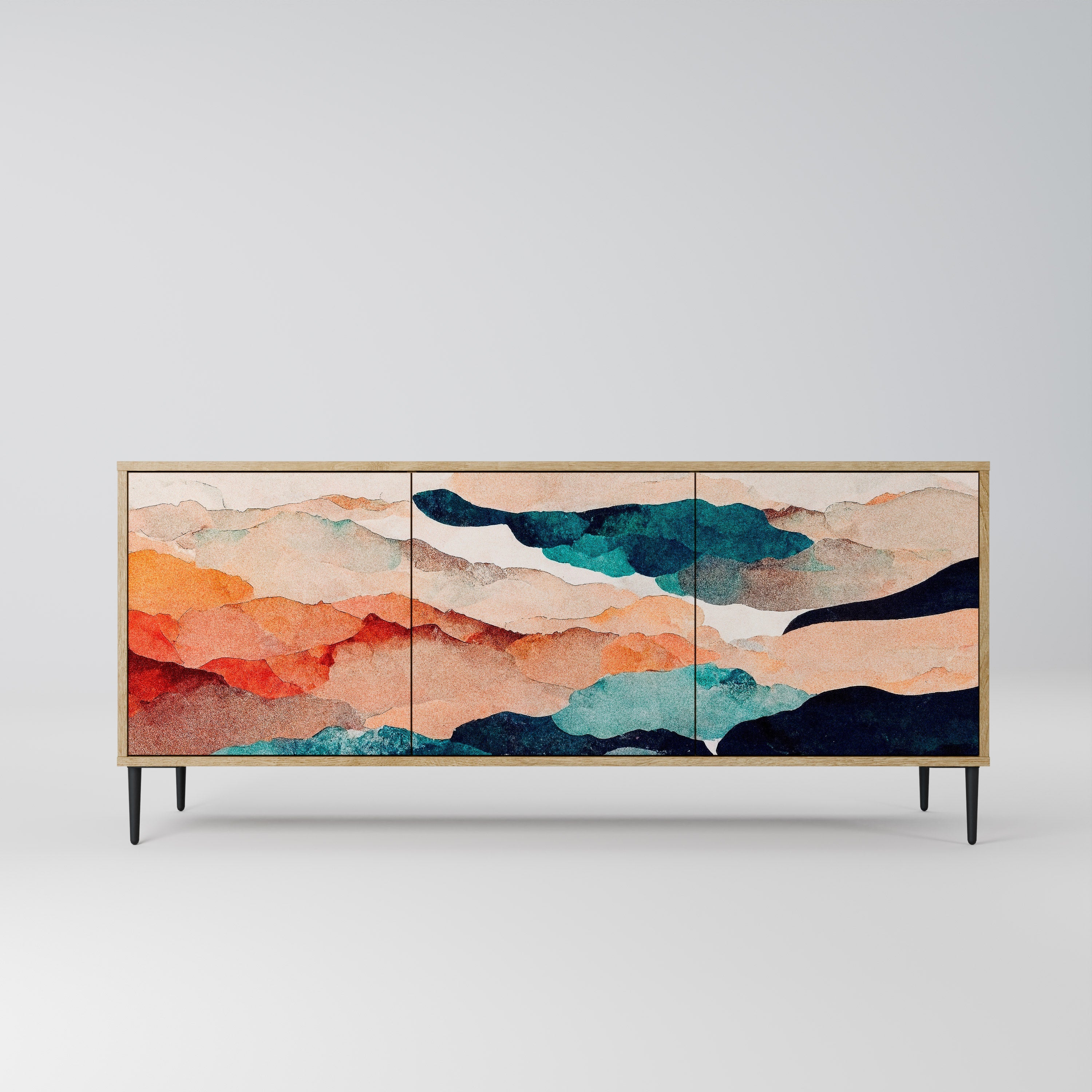 ABSTRACT LANDSCAPE 3-türiges Sideboard in Eichenoptik