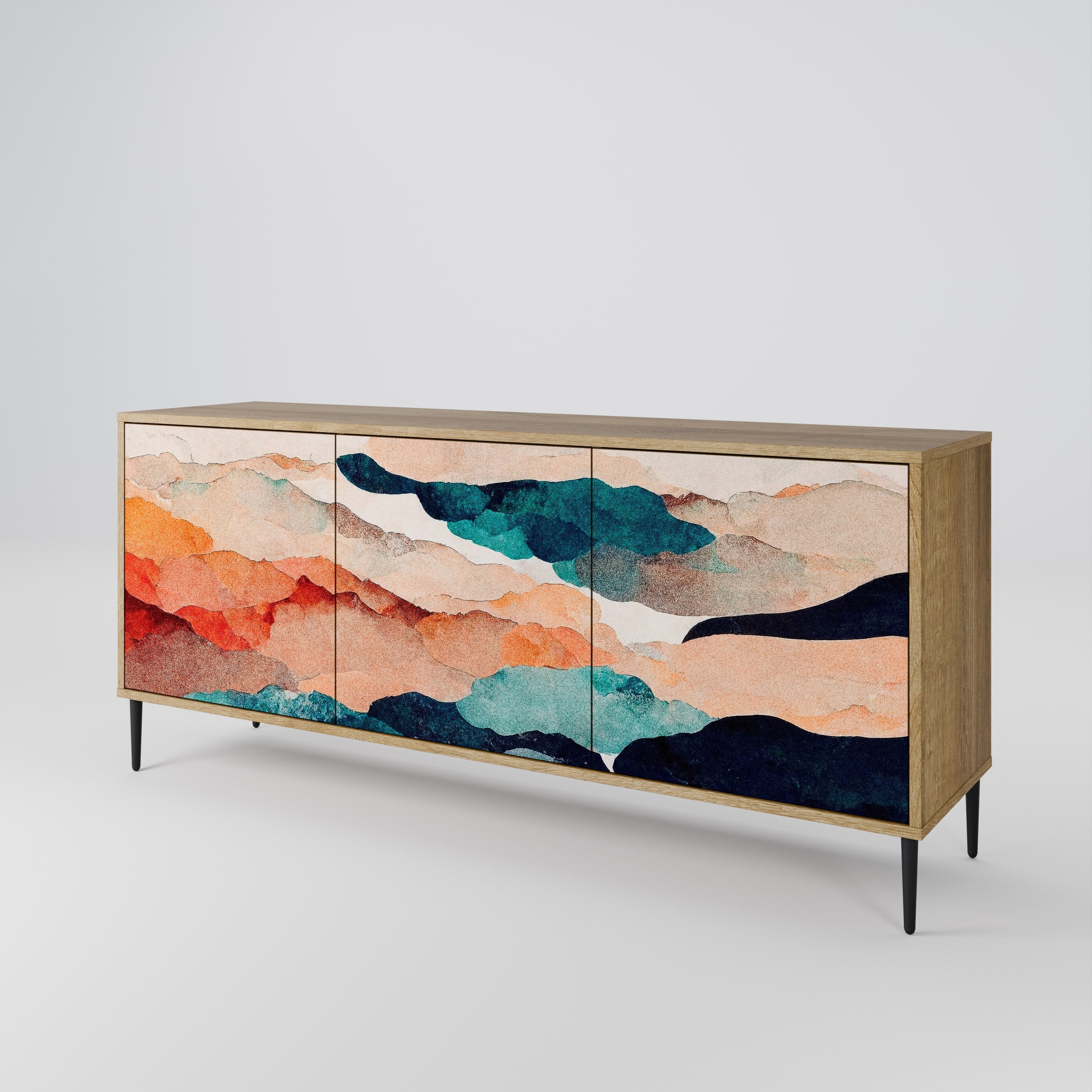 ABSTRACT LANDSCAPE 3-türiges Sideboard in Eichenoptik