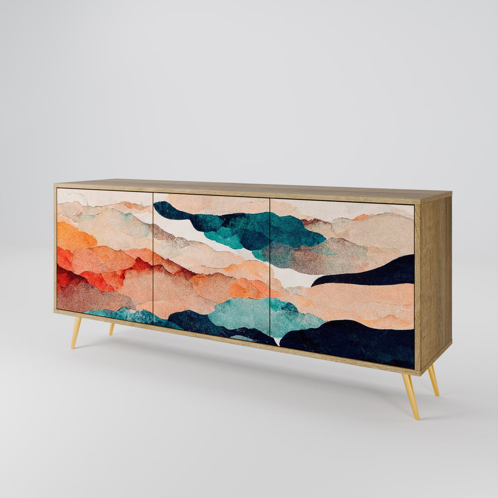ABSTRACT LANDSCAPE 3-türiges Sideboard in Eichenoptik