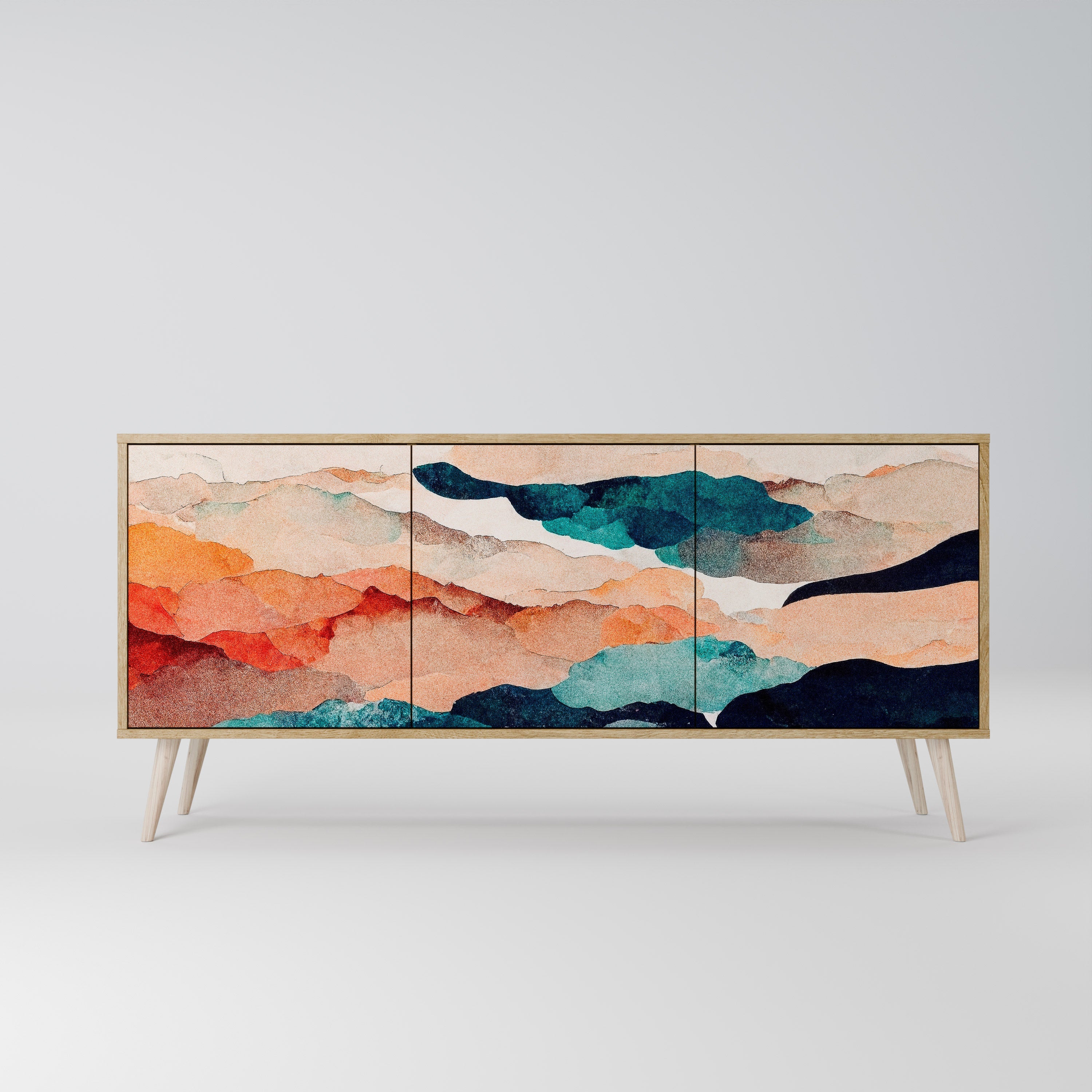 ABSTRACT LANDSCAPE 3-türiges Sideboard in Eichenoptik