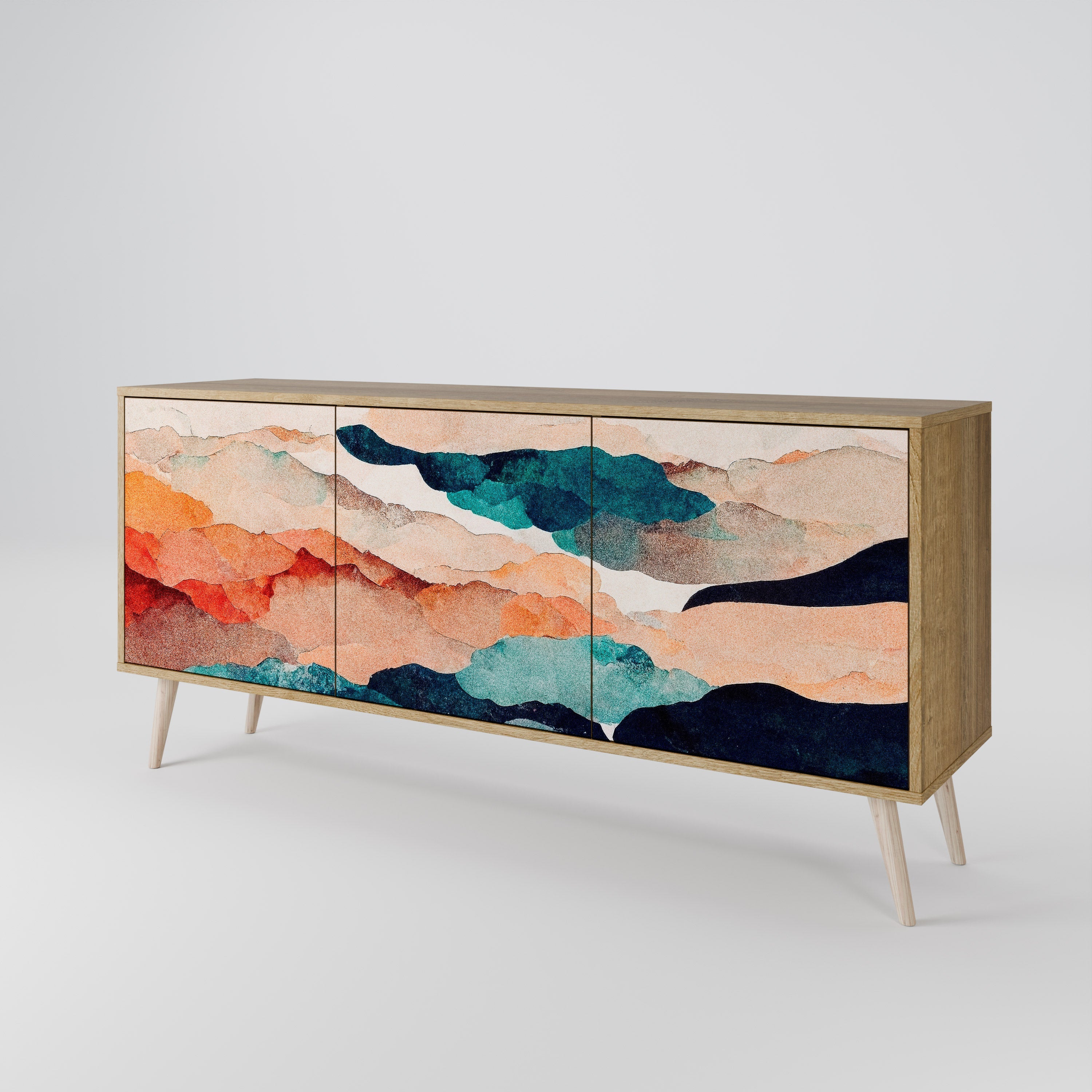 ABSTRACT LANDSCAPE 3-türiges Sideboard in Eichenoptik