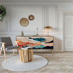 ABSTRACT LANDSCAPE Sideboard mit 3 Türen in Eiche-Optik