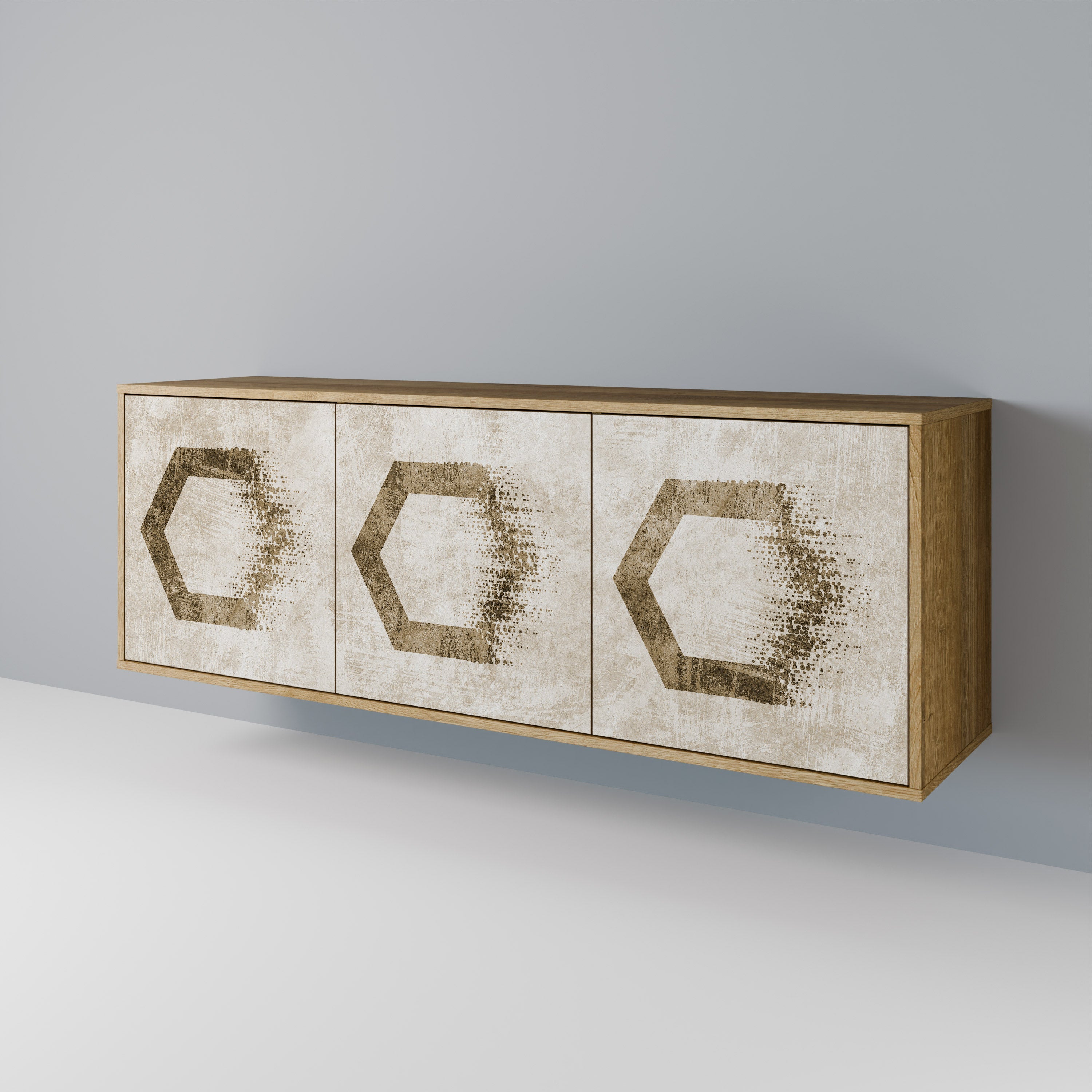 HEXAGONAL SHAPES 3-türiges Sideboard in Eichenoptik