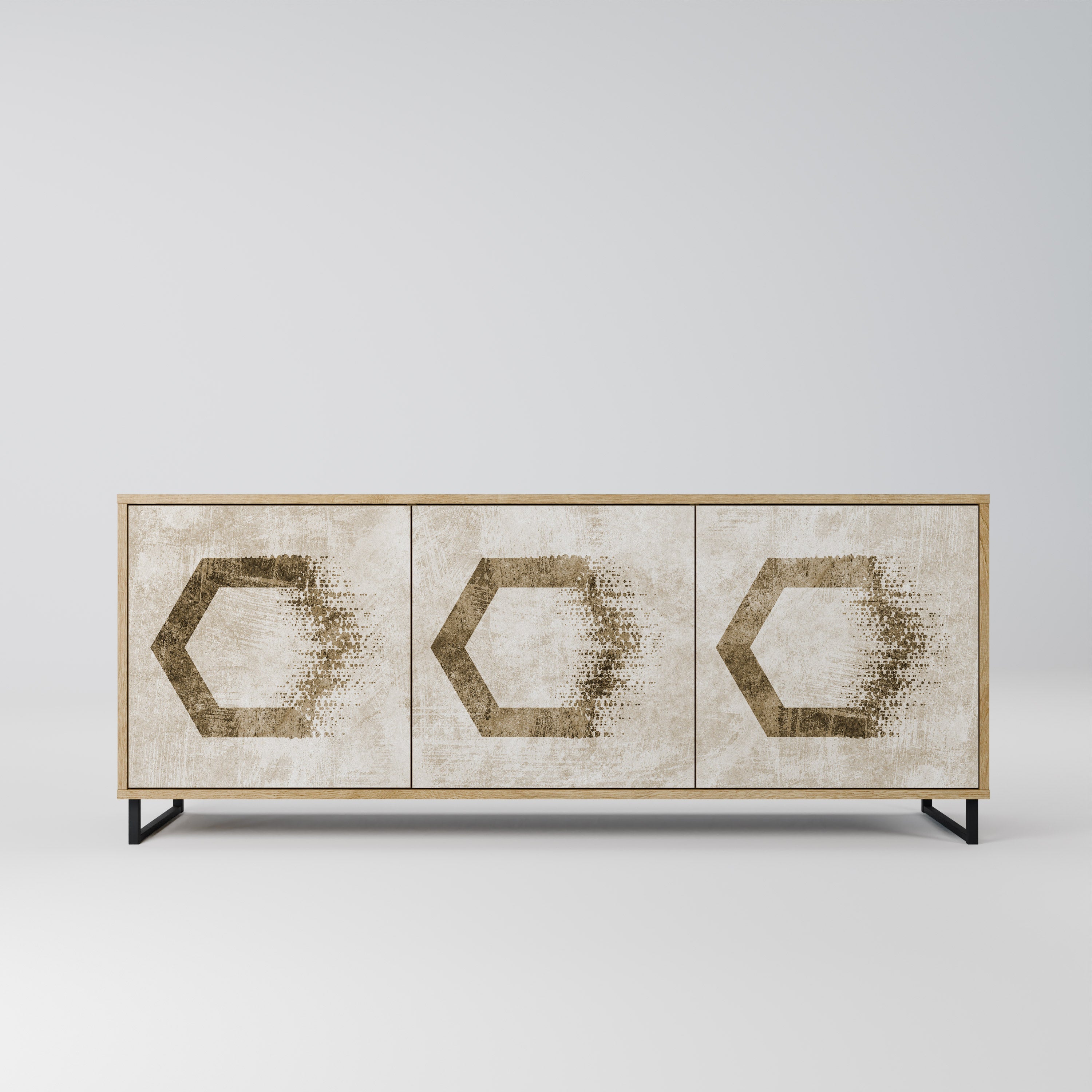 HEXAGONAL SHAPES 3-türiges Sideboard in Eichenoptik
