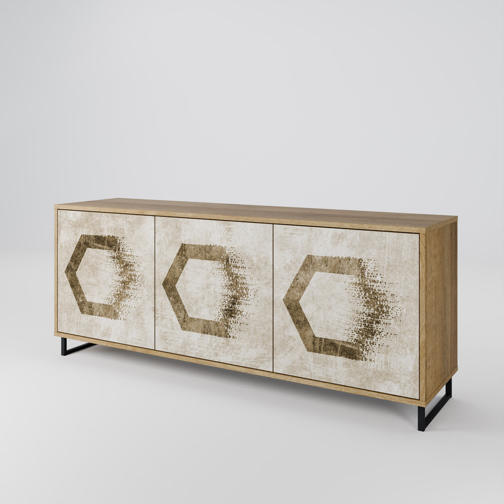 HEXAGONAL SHAPES 3-türiges Sideboard in Eichenoptik