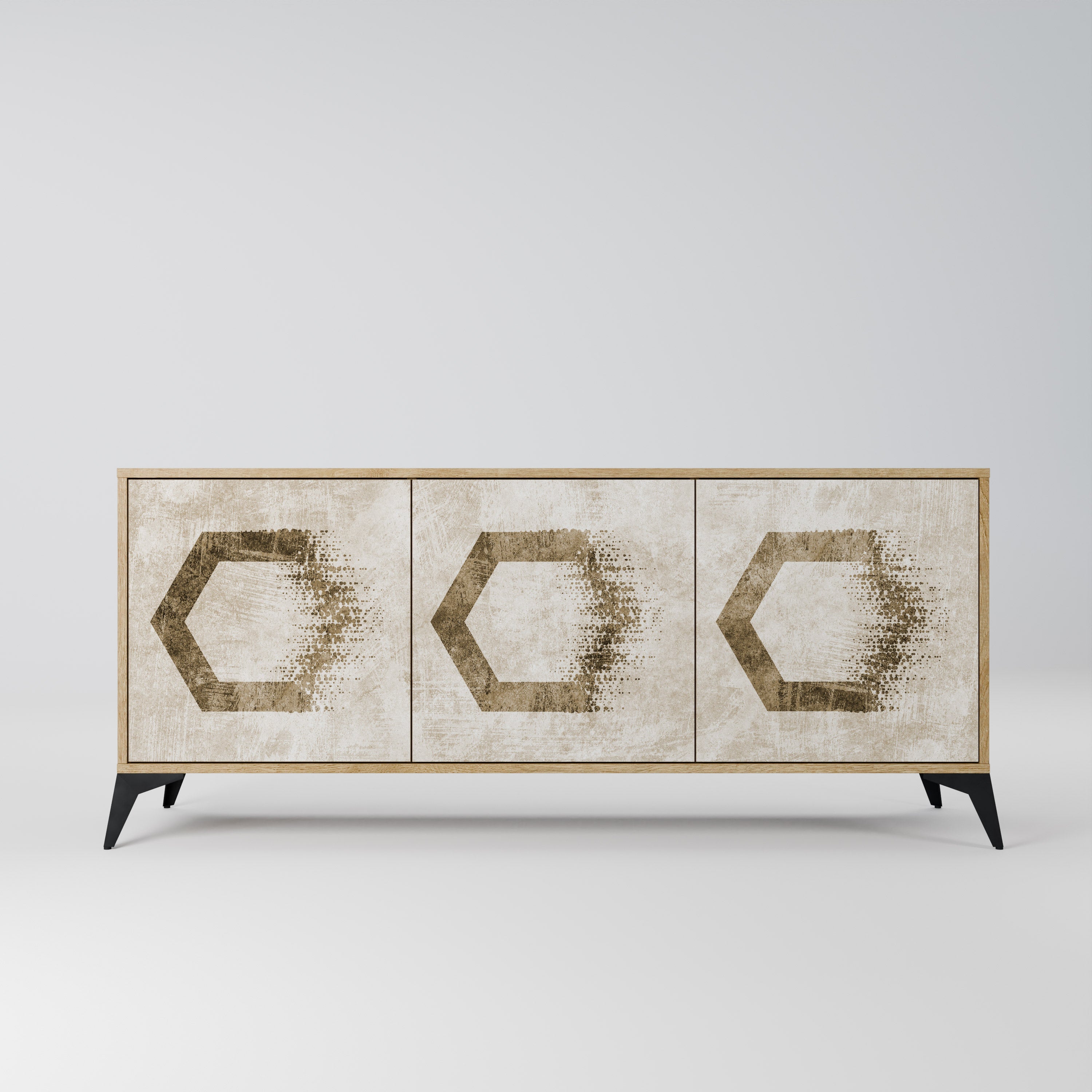 HEXAGONAL SHAPES 3-türiges Sideboard in Eichenoptik