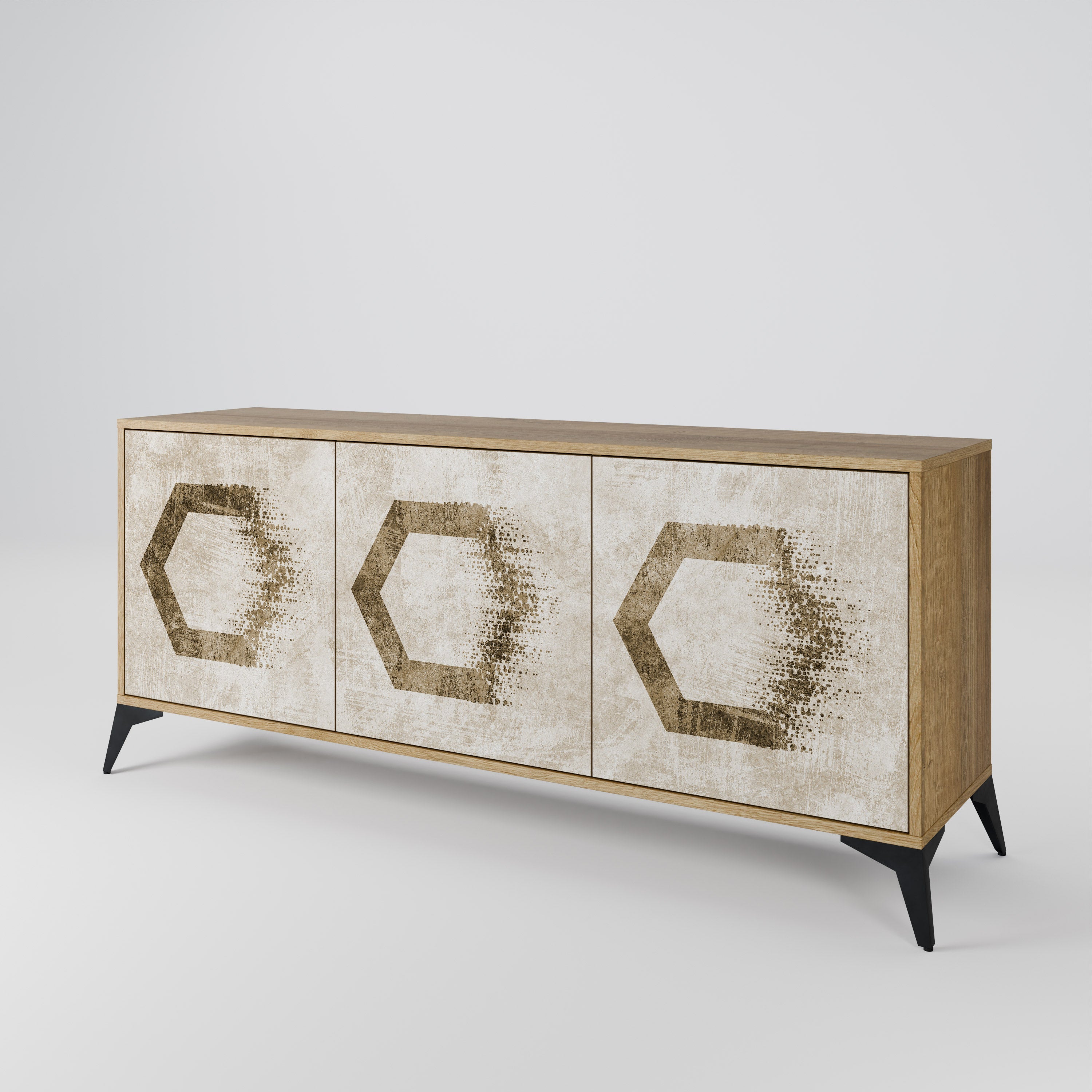 HEXAGONAL SHAPES 3-türiges Sideboard in Eichenoptik