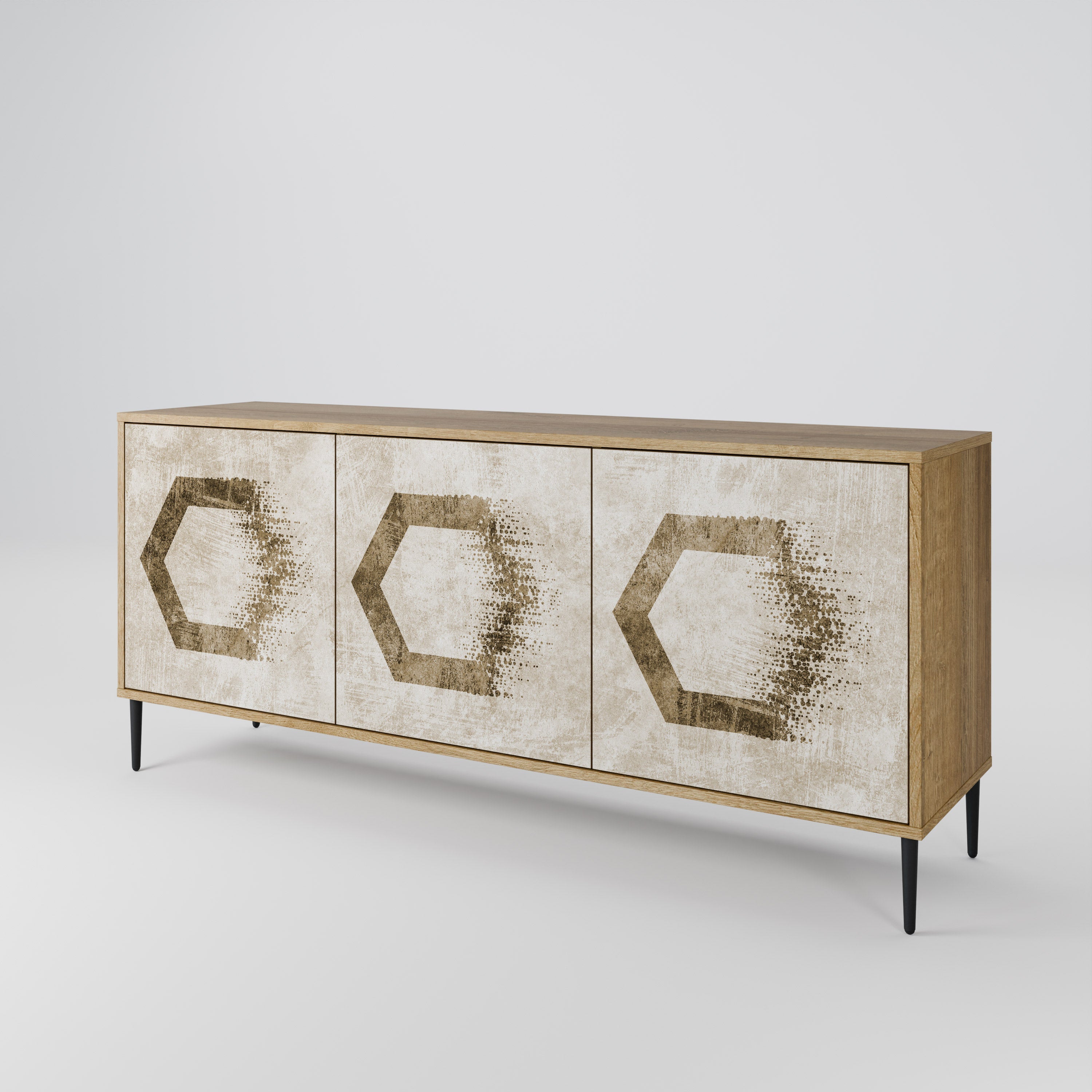 HEXAGONAL SHAPES 3-türiges Sideboard in Eichenoptik