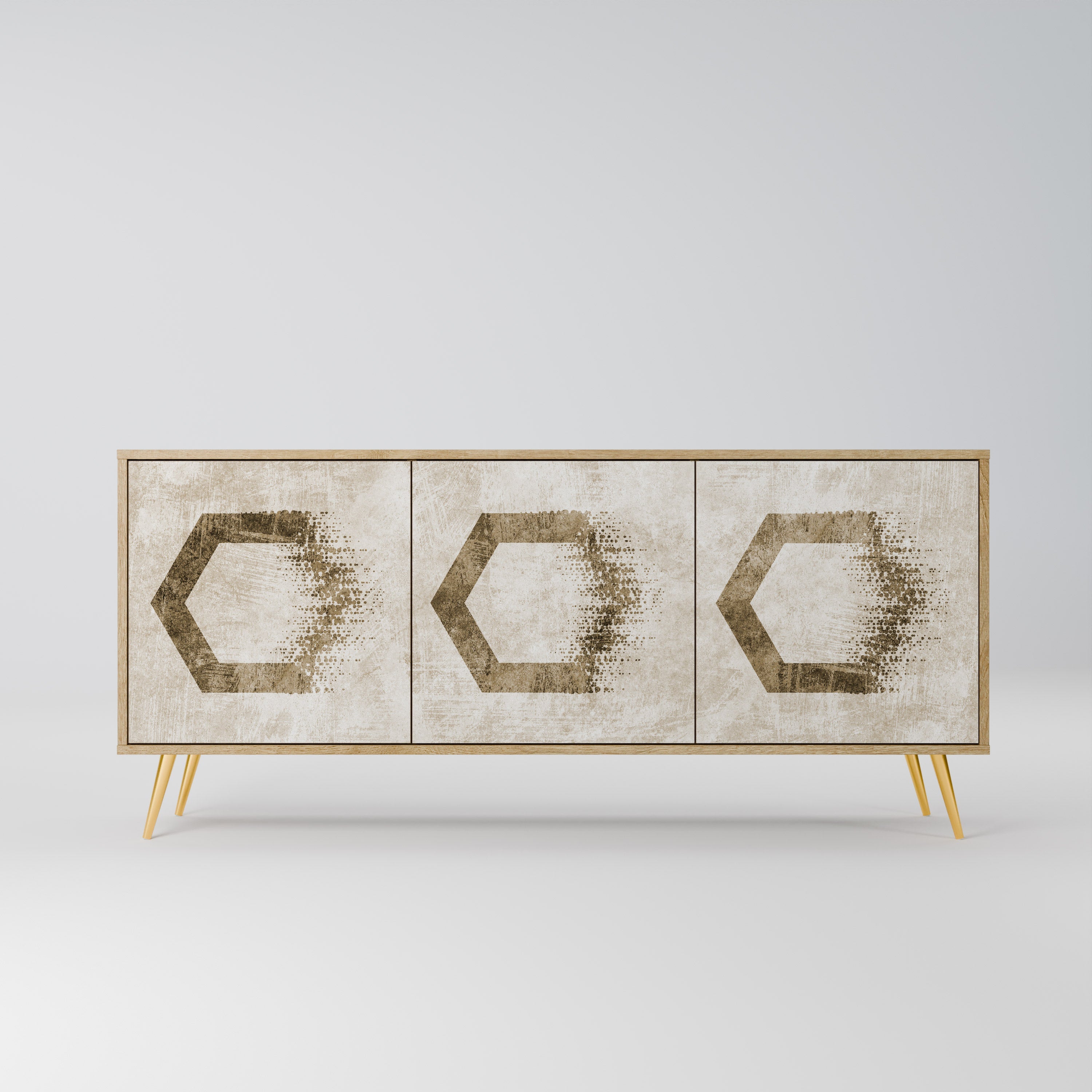HEXAGONAL SHAPES 3-türiges Sideboard in Eichenoptik
