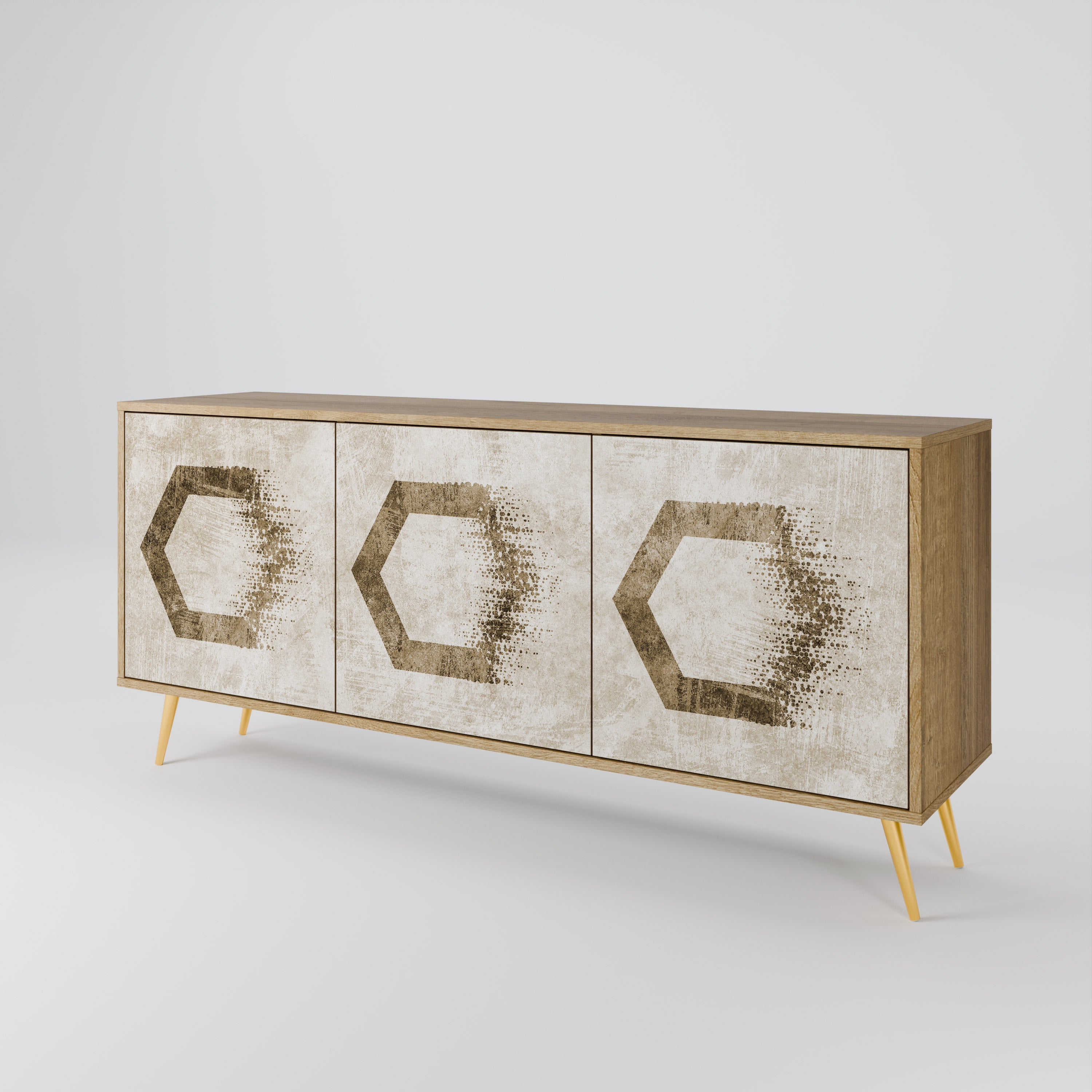 HEXAGONAL SHAPES 3-türiges Sideboard in Eichenoptik