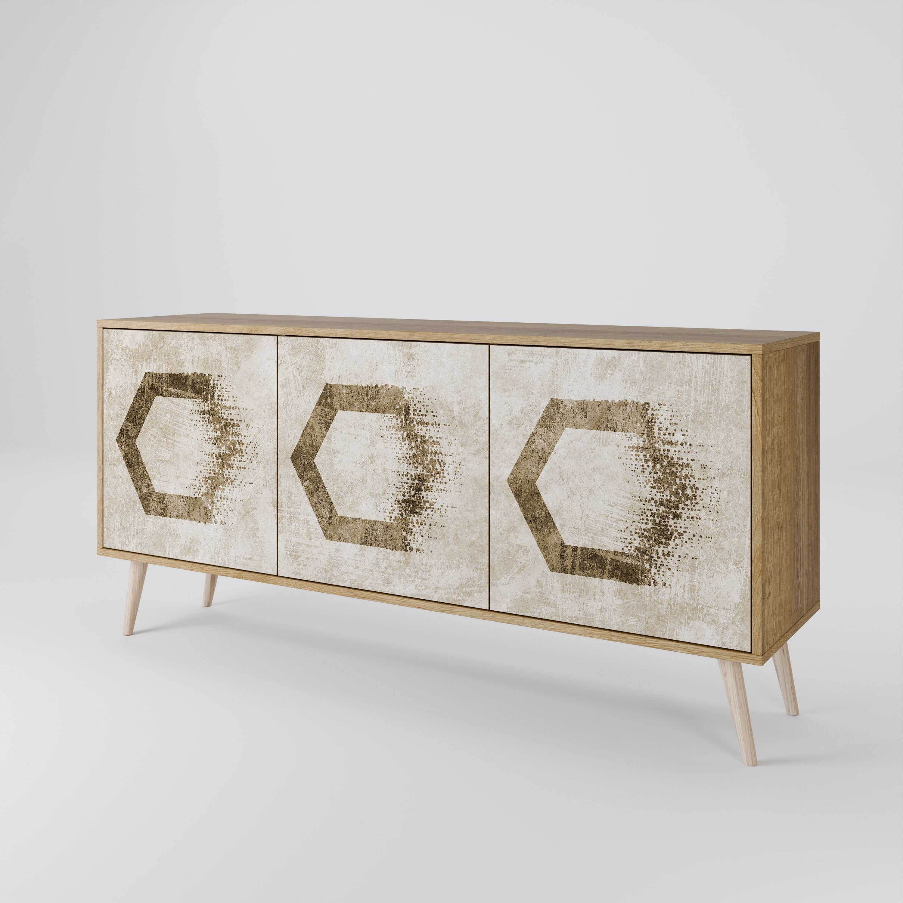 HEXAGONAL SHAPES 3-türiges Sideboard in Eichenoptik
