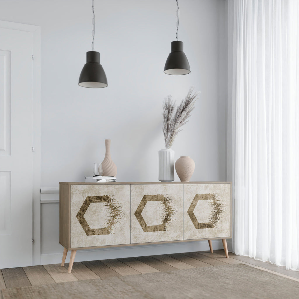 HEXAGONAL SHAPES 3-türiges Sideboard in Eichenoptik