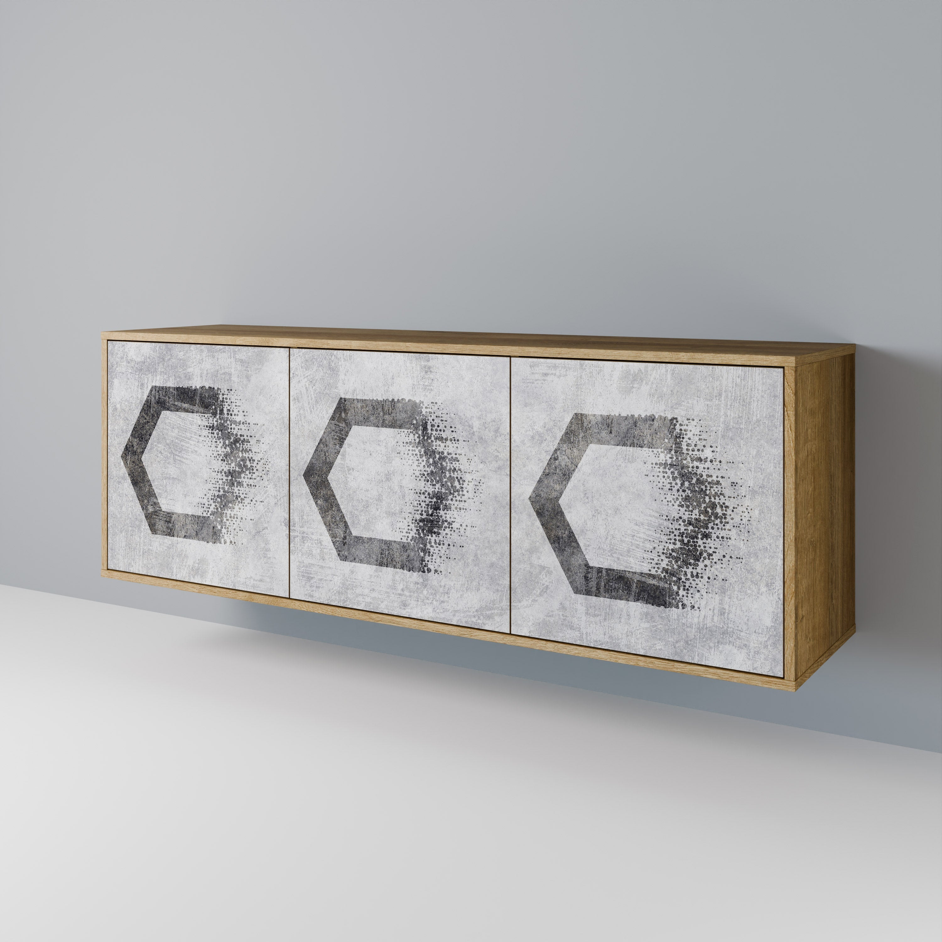 HEXAGONAL FIGURES 3-türiges Sideboard in Eichenoptik