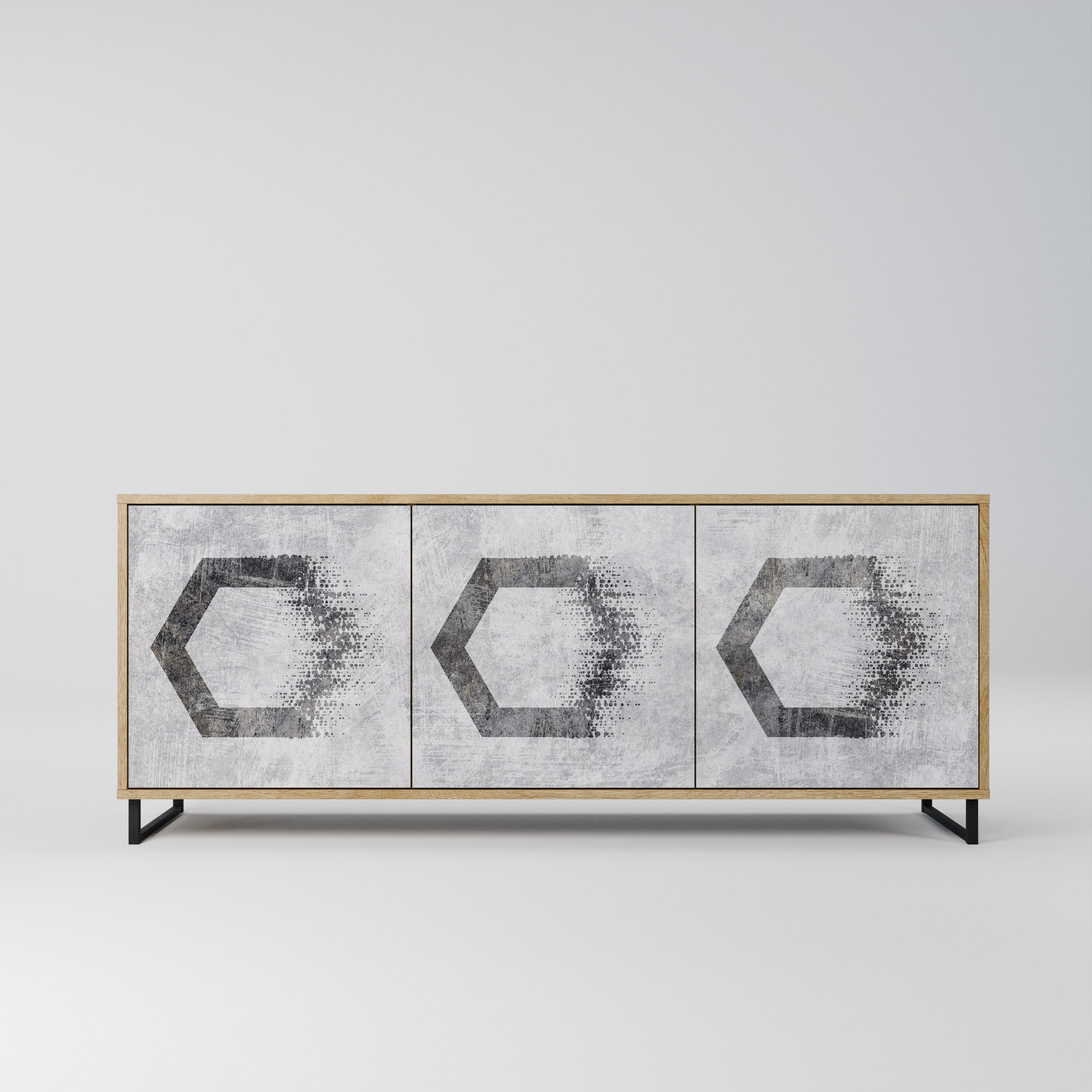 HEXAGONAL FIGURES 3-türiges Sideboard in Eichenoptik