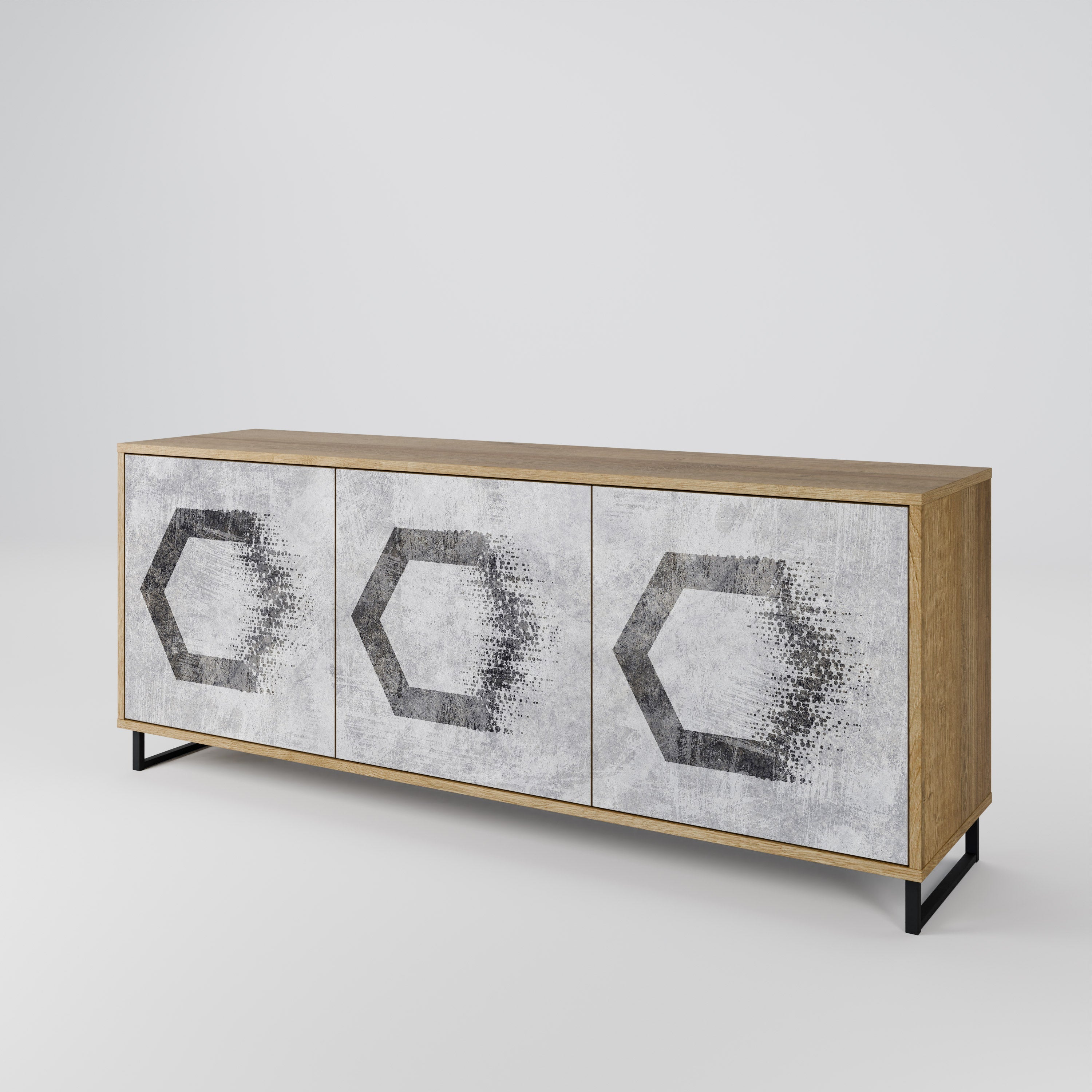 HEXAGONAL FIGURES 3-türiges Sideboard in Eichenoptik