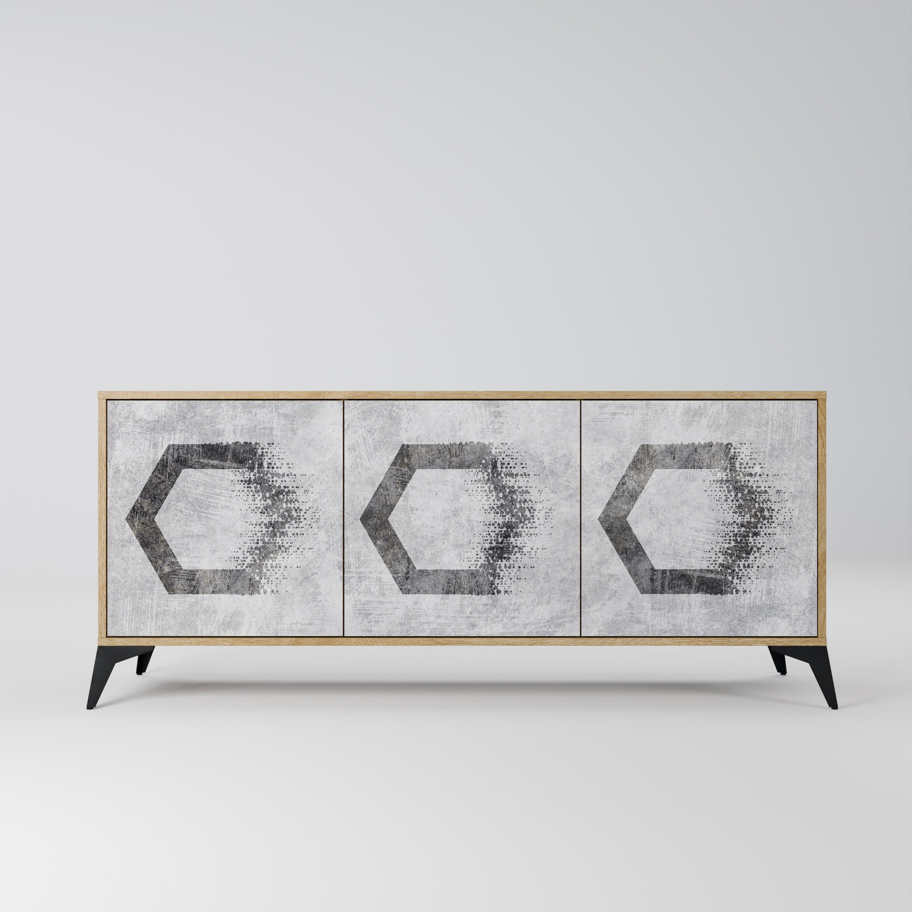 HEXAGONAL FIGURES 3-türiges Sideboard in Eichenoptik