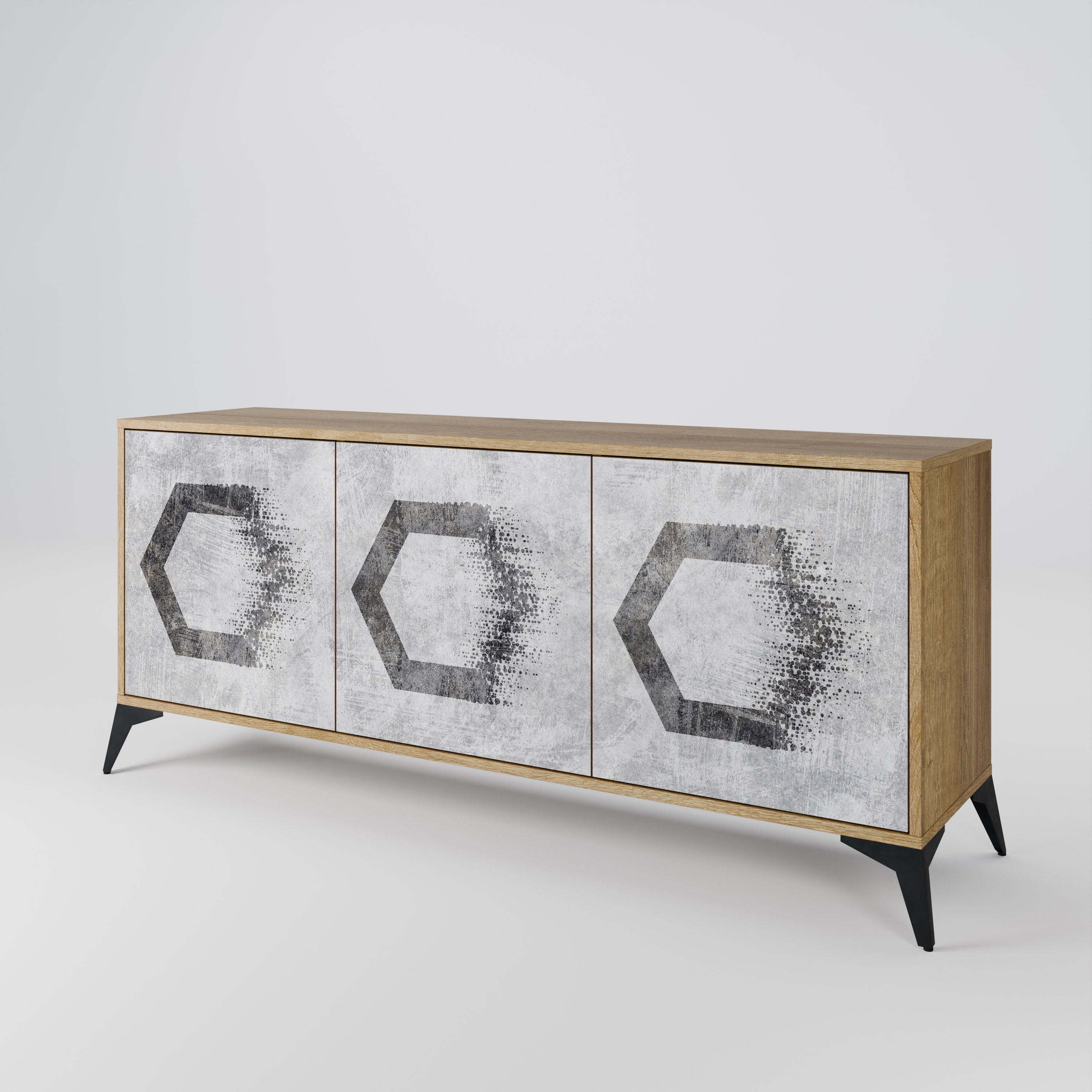 HEXAGONAL FIGURES 3-türiges Sideboard in Eichenoptik