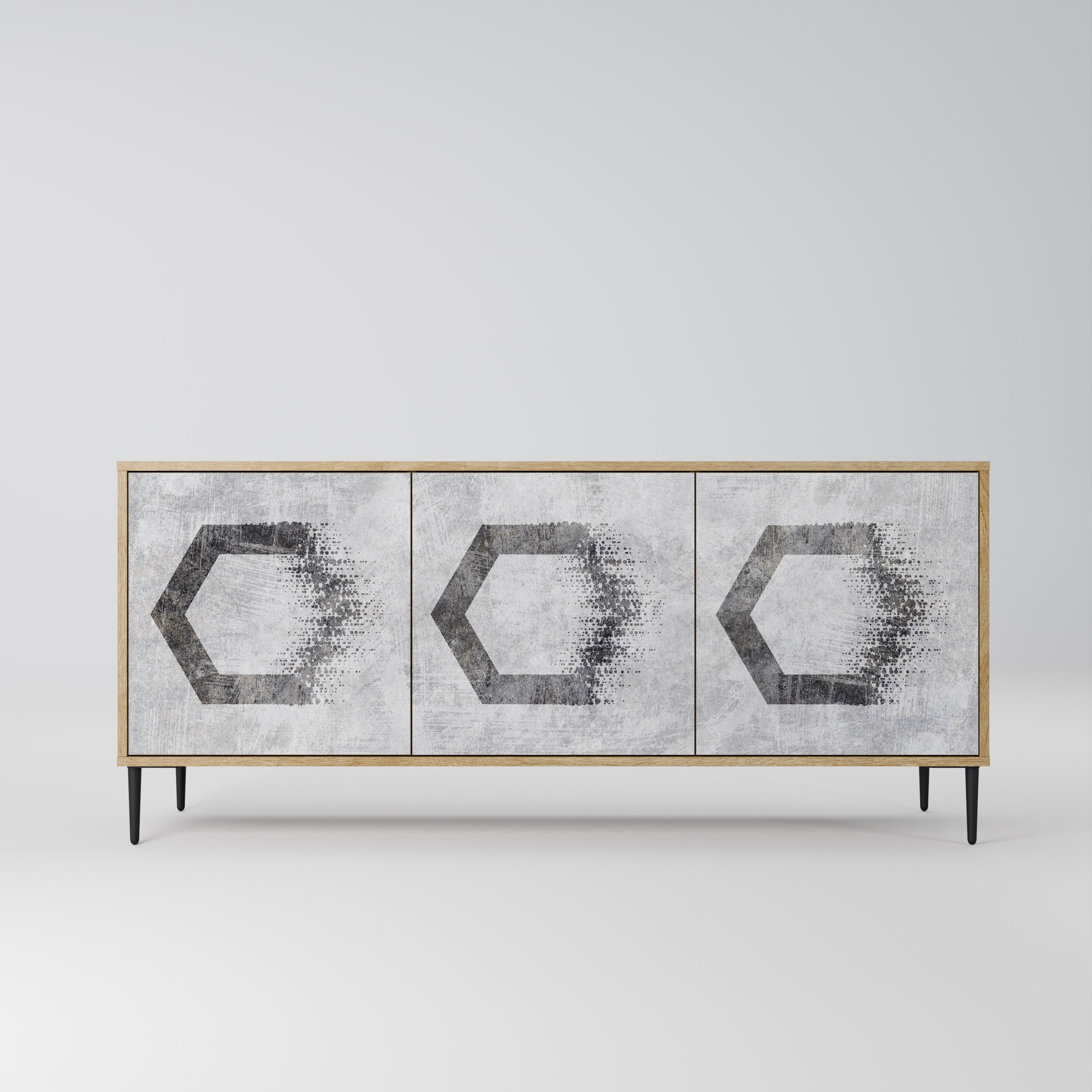 HEXAGONAL FIGURES 3-türiges Sideboard in Eichenoptik
