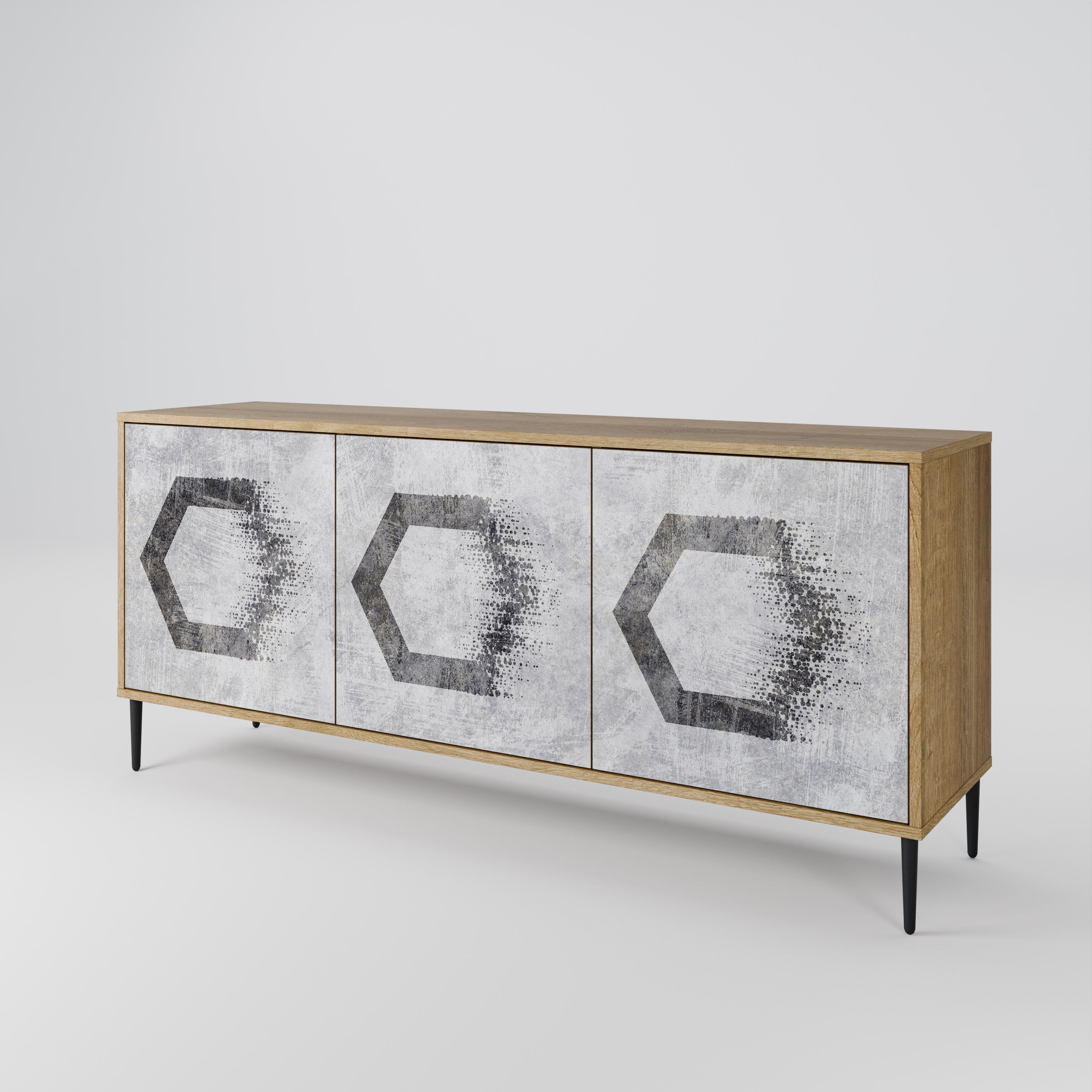 HEXAGONAL FIGURES 3-türiges Sideboard in Eichenoptik