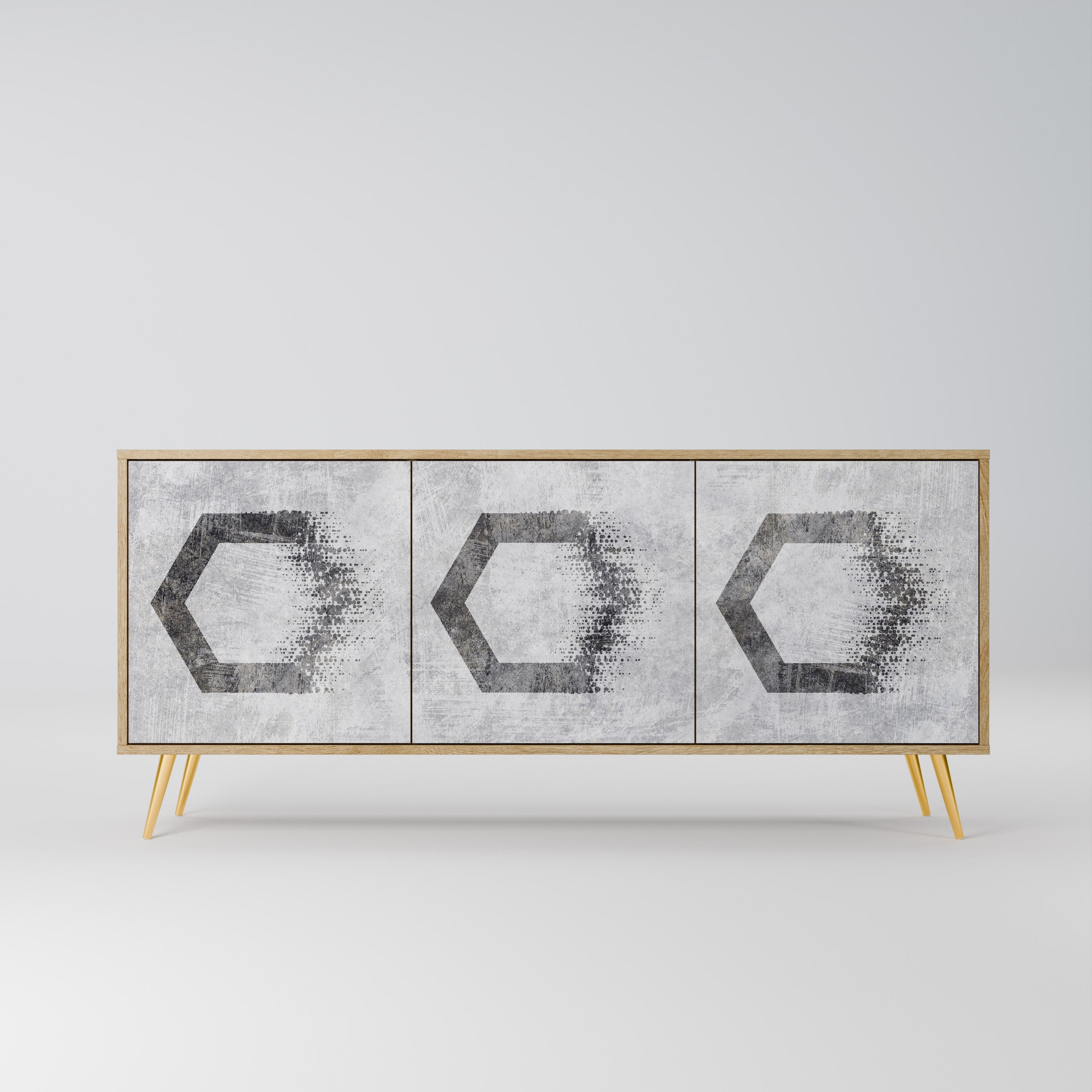 HEXAGONAL FIGURES 3-türiges Sideboard in Eichenoptik