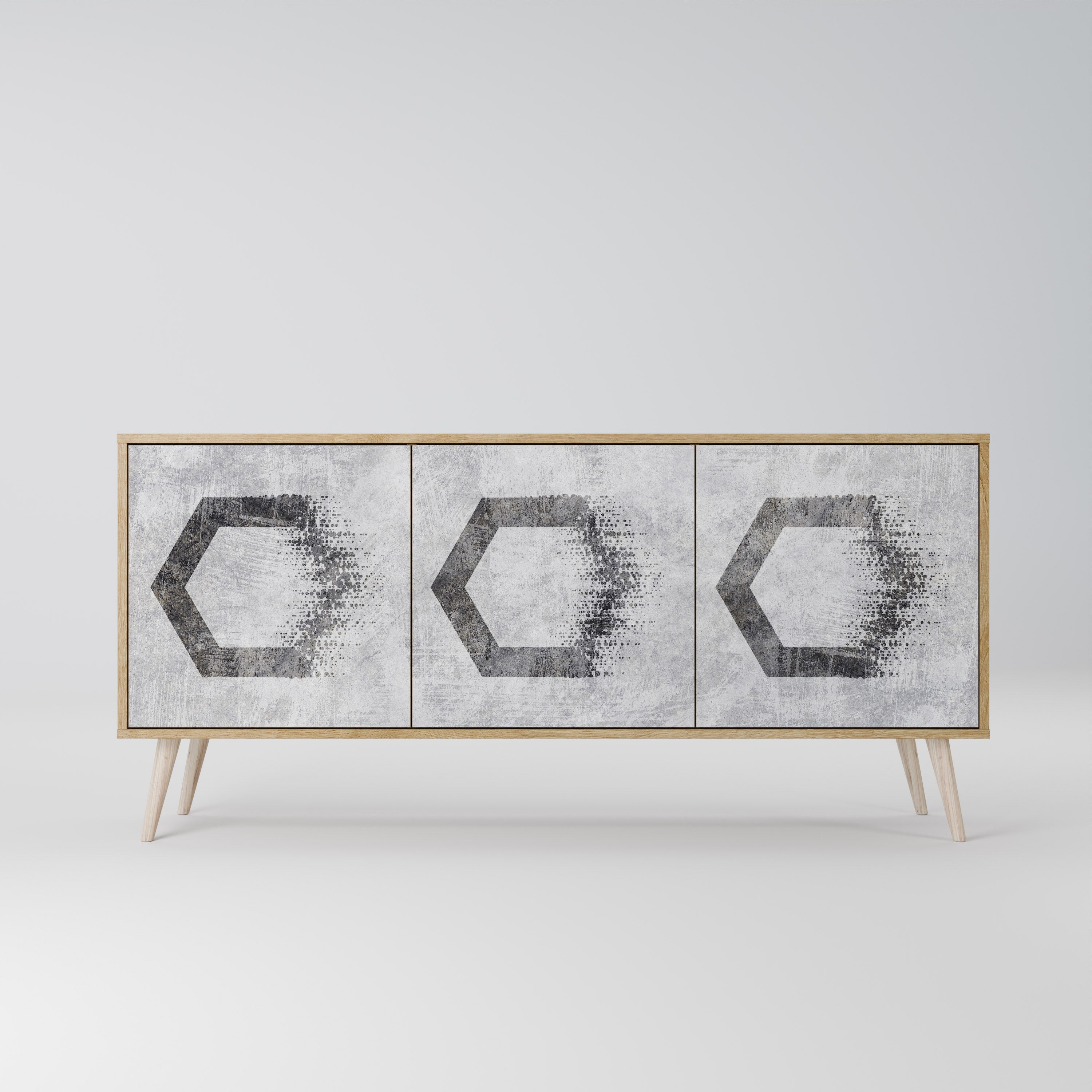 HEXAGONAL FIGURES 3-türiges Sideboard in Eichenoptik