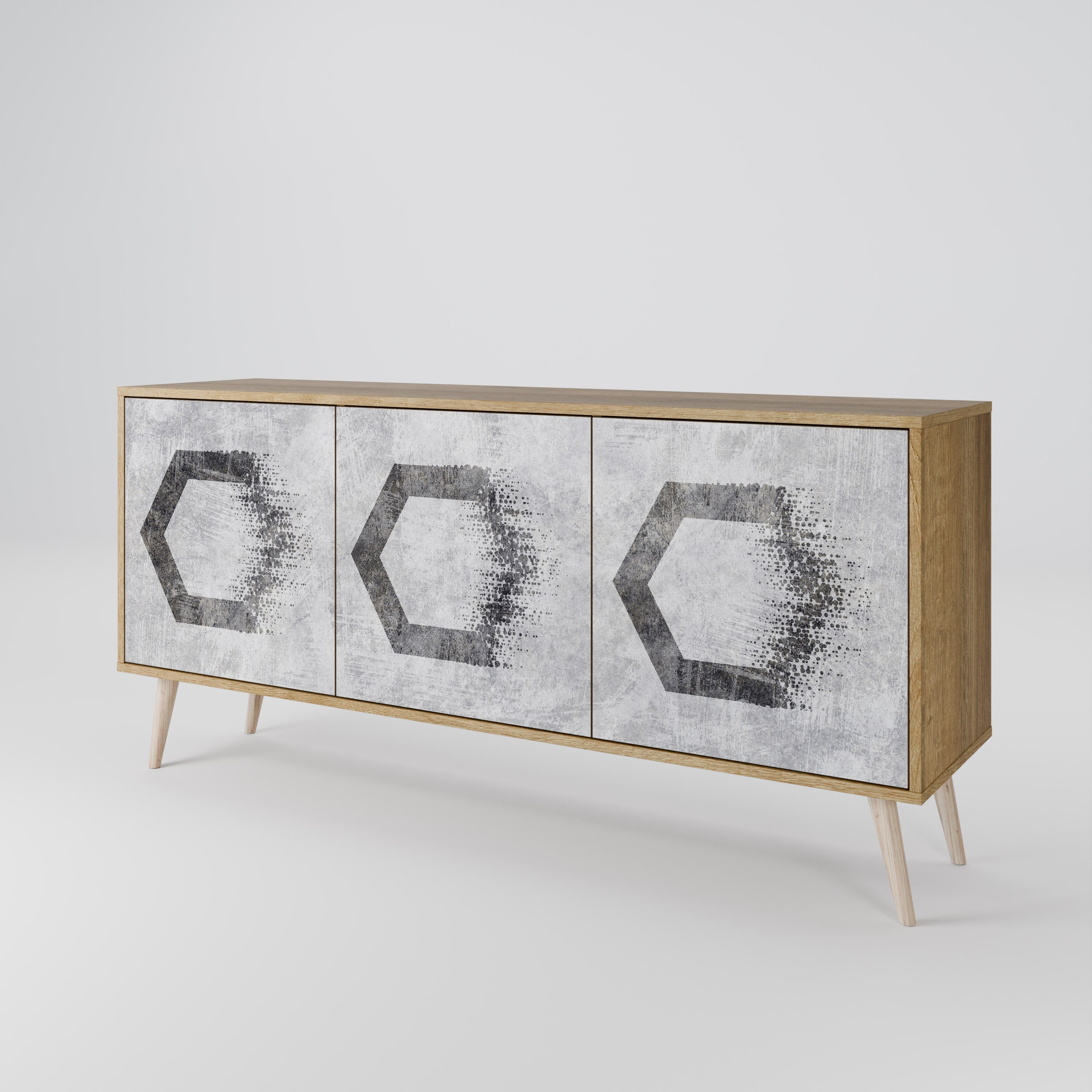 HEXAGONAL FIGURES 3-türiges Sideboard in Eichenoptik