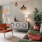 HEXAGONAL FIGURES 3-Door Sideboard in Oak Effect