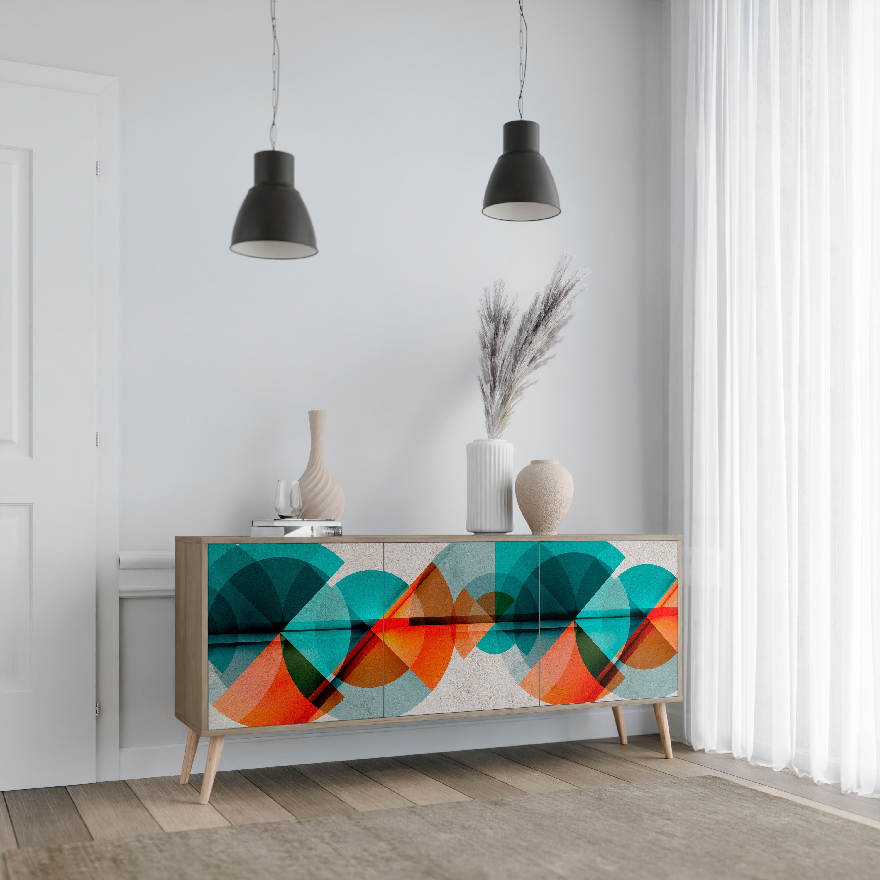 CIRCULAR RHAPSODY Sideboard mit 3 Türen in Eichenoptik