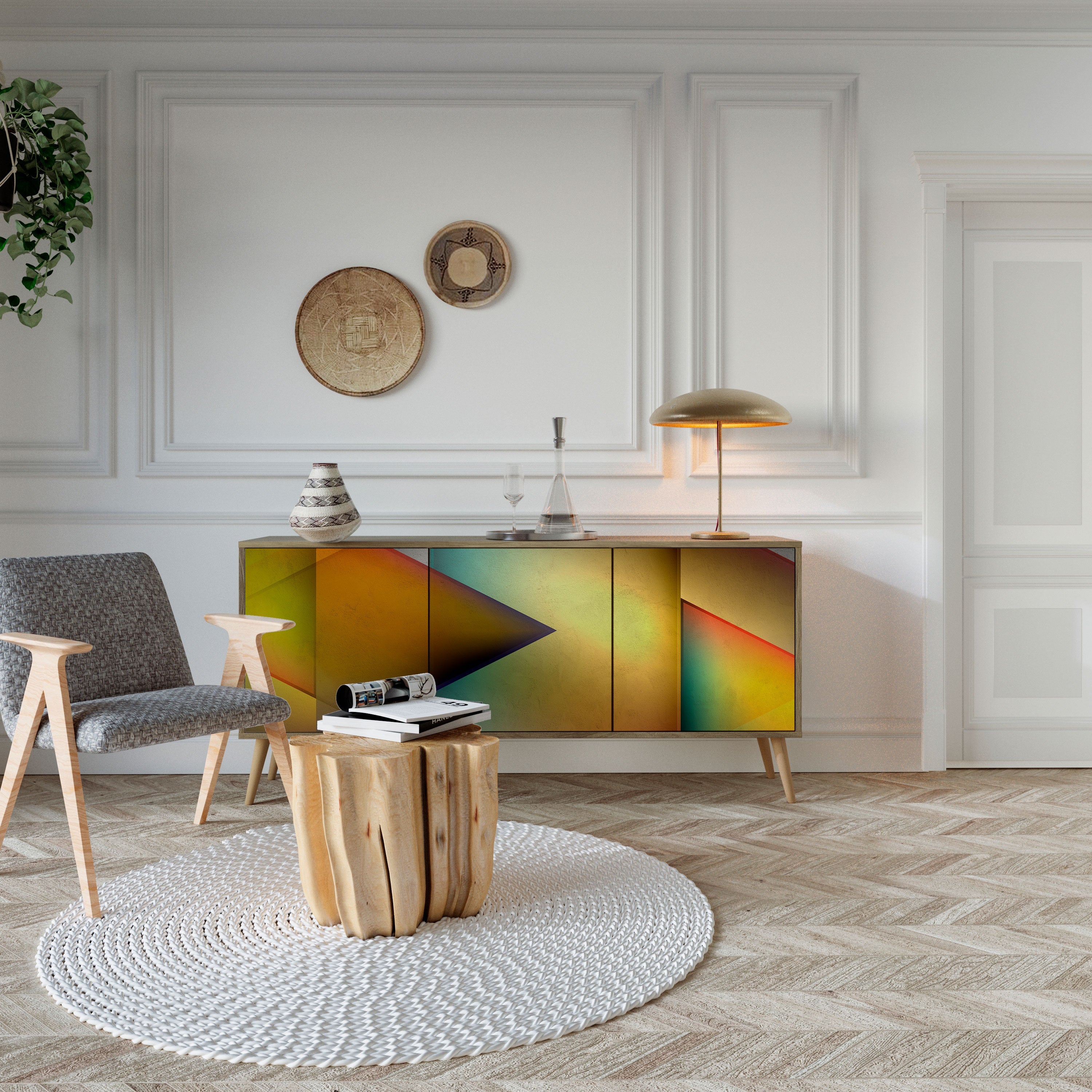 PIERCING SHARPNESS 3-türiges Sideboard in Eichenoptik