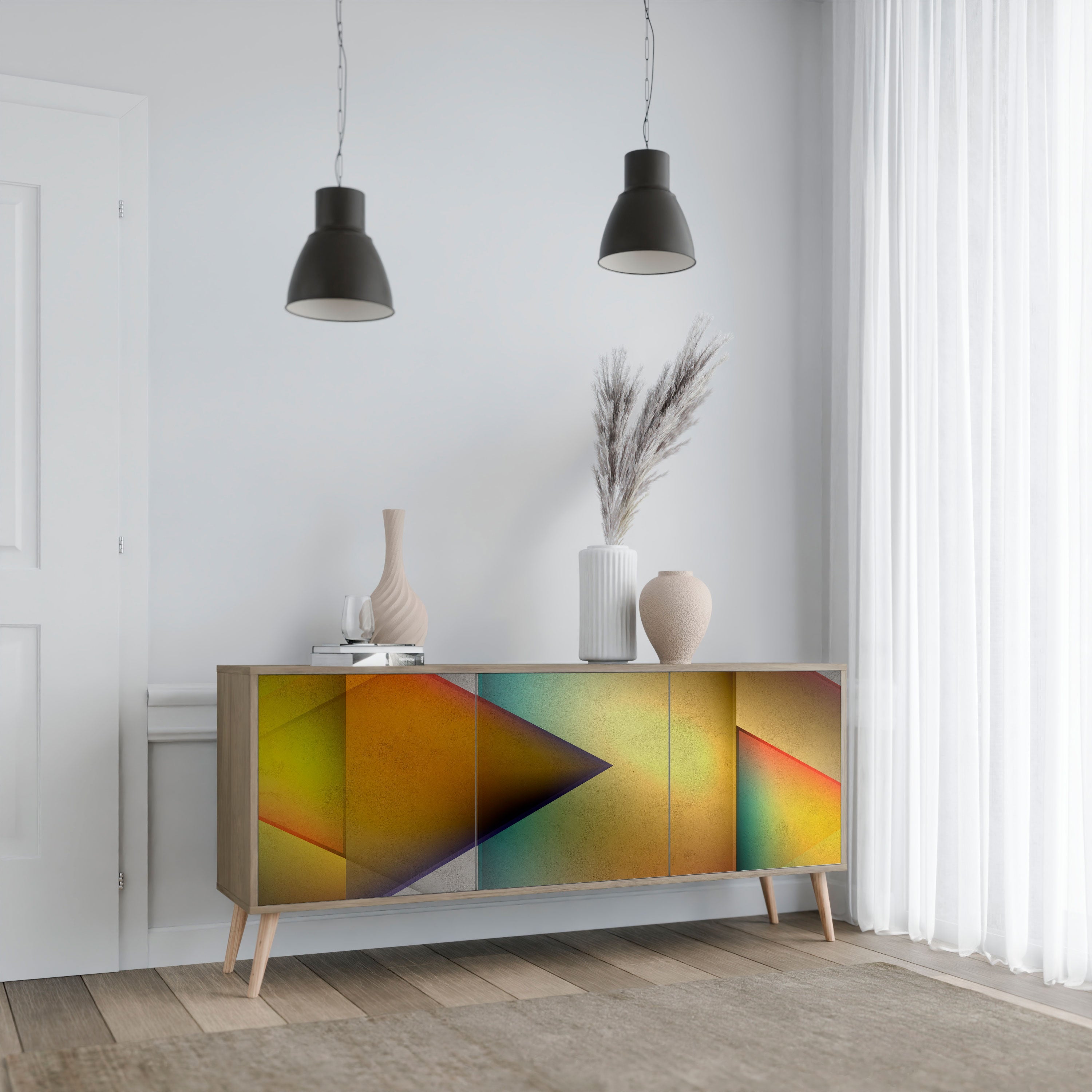PIERCING SHARPNESS 3-türiges Sideboard in Eichenoptik