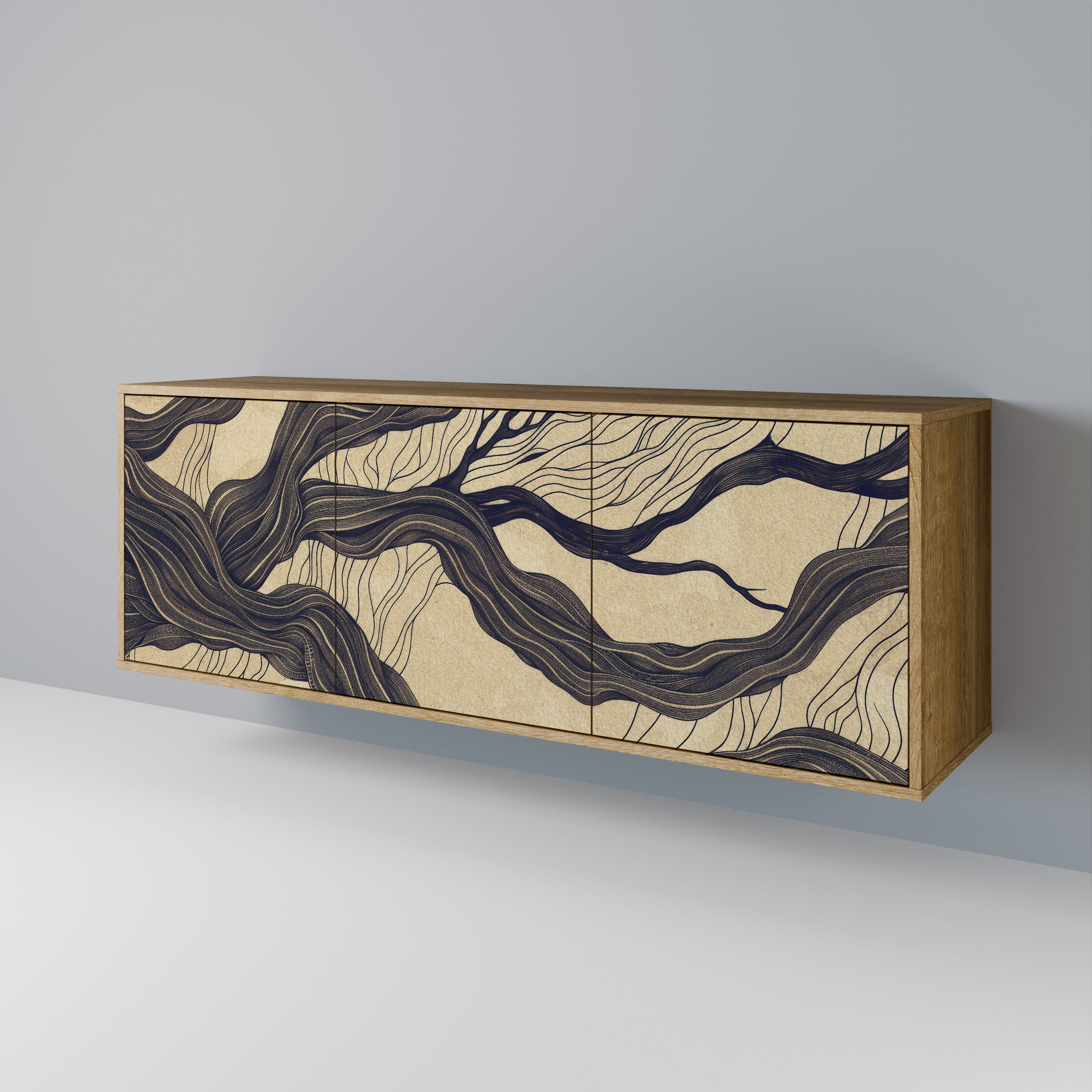 UNIFIED FRAGMENTS 3-türiges Sideboard in Eichenoptik