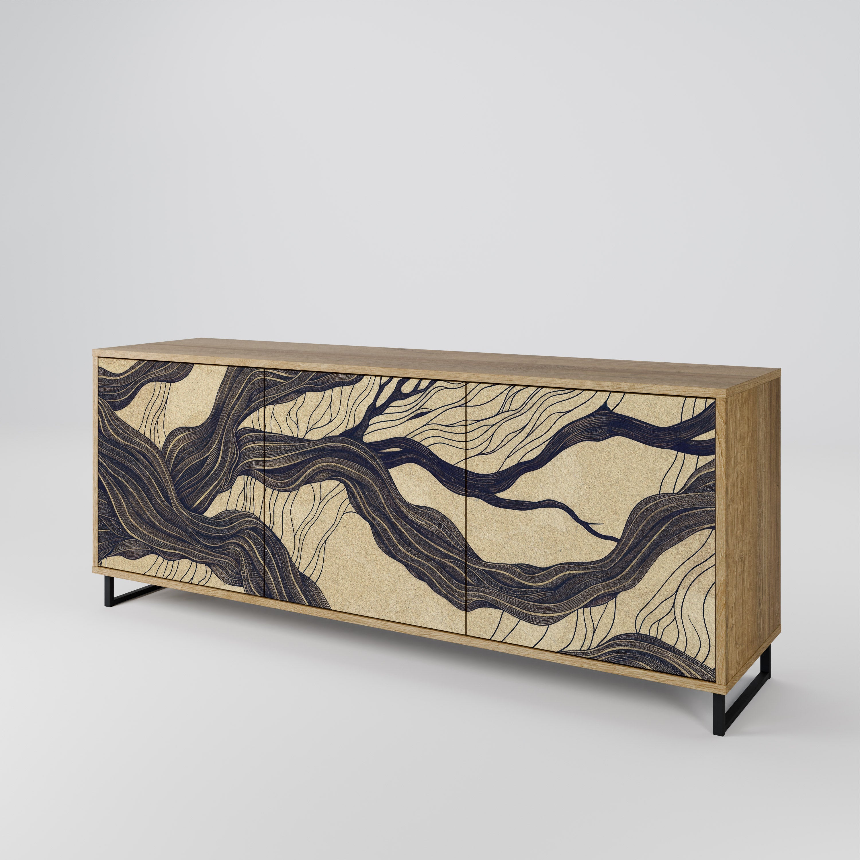 UNIFIED FRAGMENTS 3-türiges Sideboard in Eichenoptik