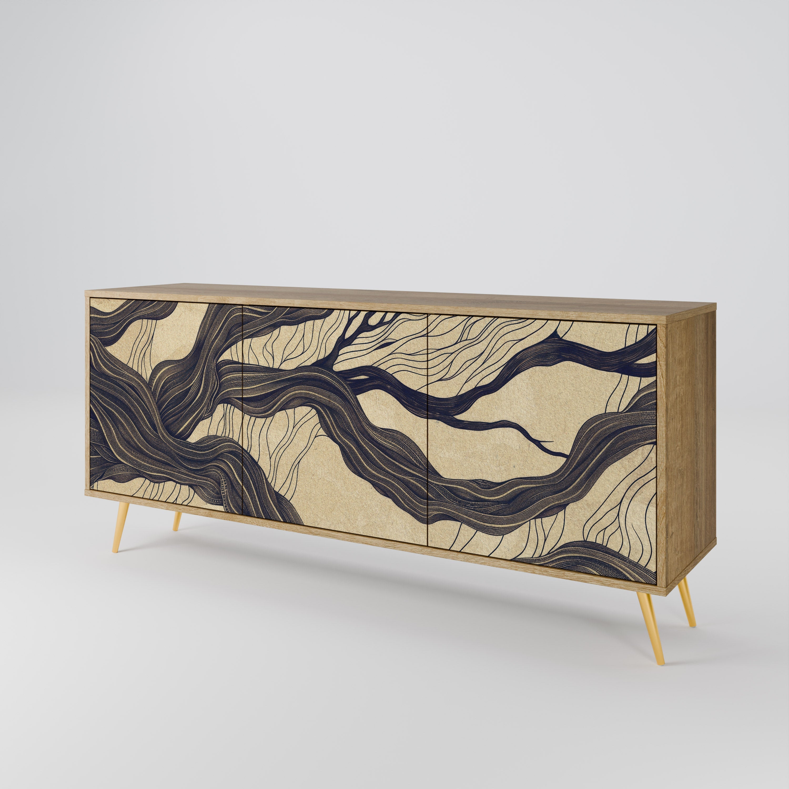 UNIFIED FRAGMENTS 3-türiges Sideboard in Eichenoptik