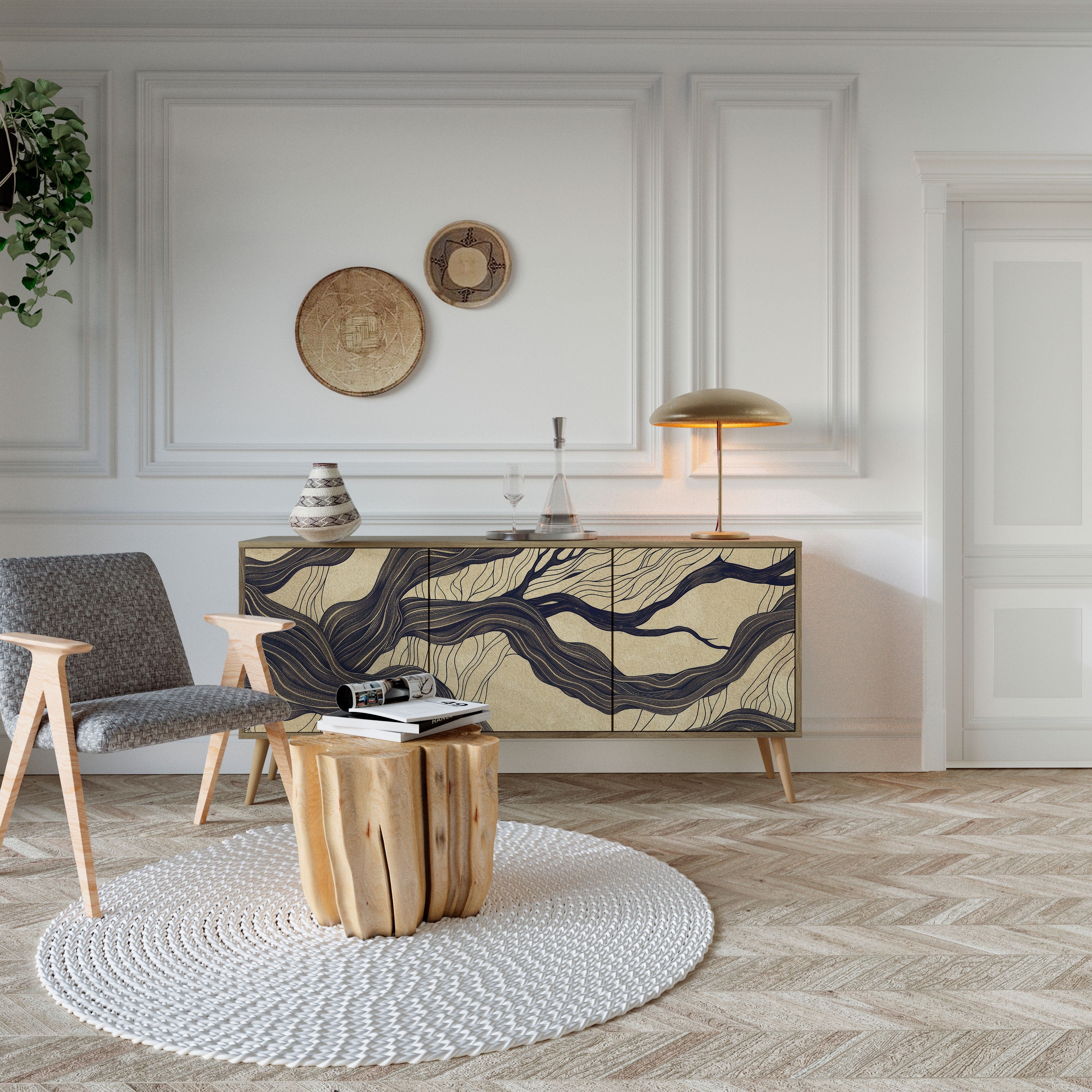 UNIFIED FRAGMENTS 3-türiges Sideboard in Eichenoptik