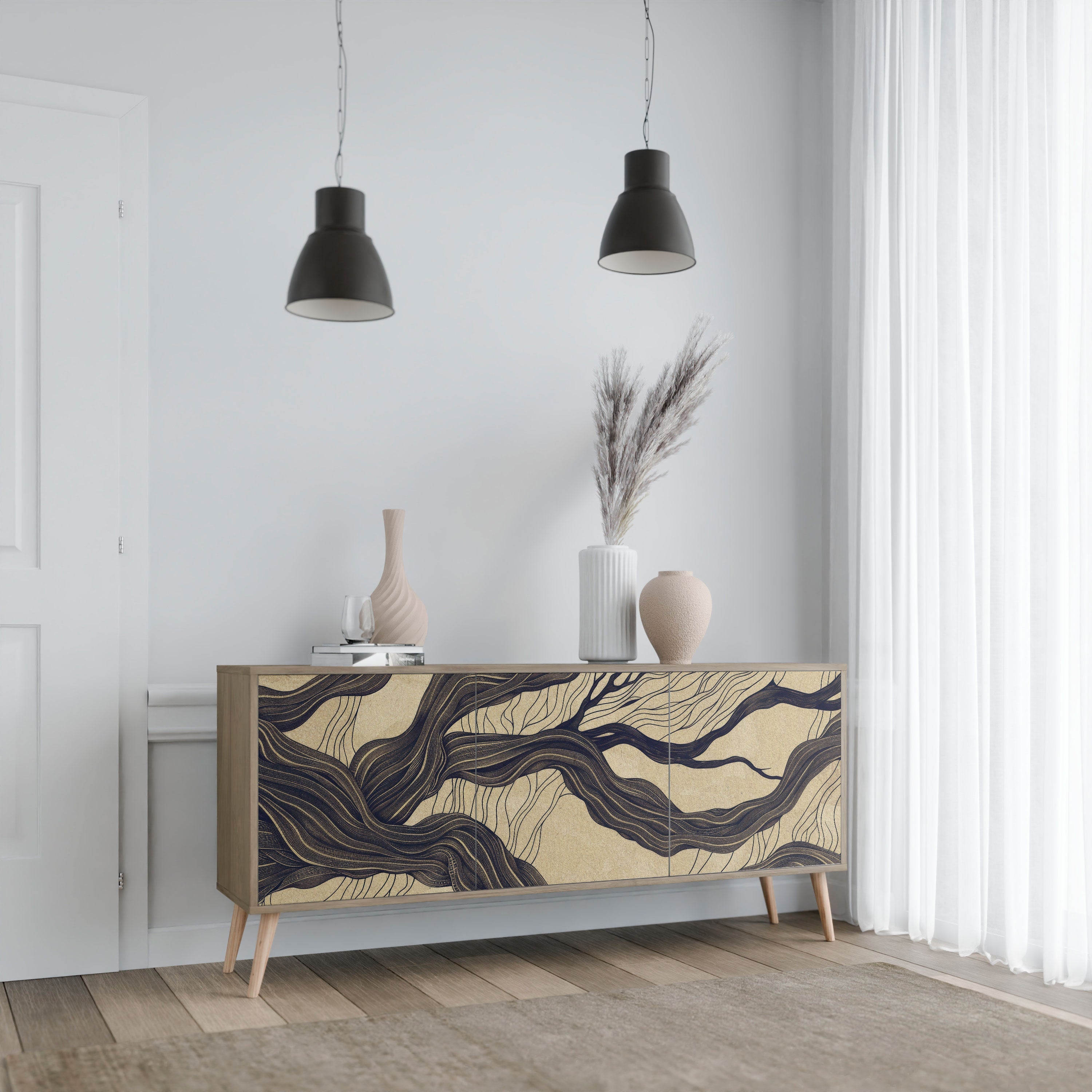 UNIFIED FRAGMENTS 3-türiges Sideboard in Eichenoptik