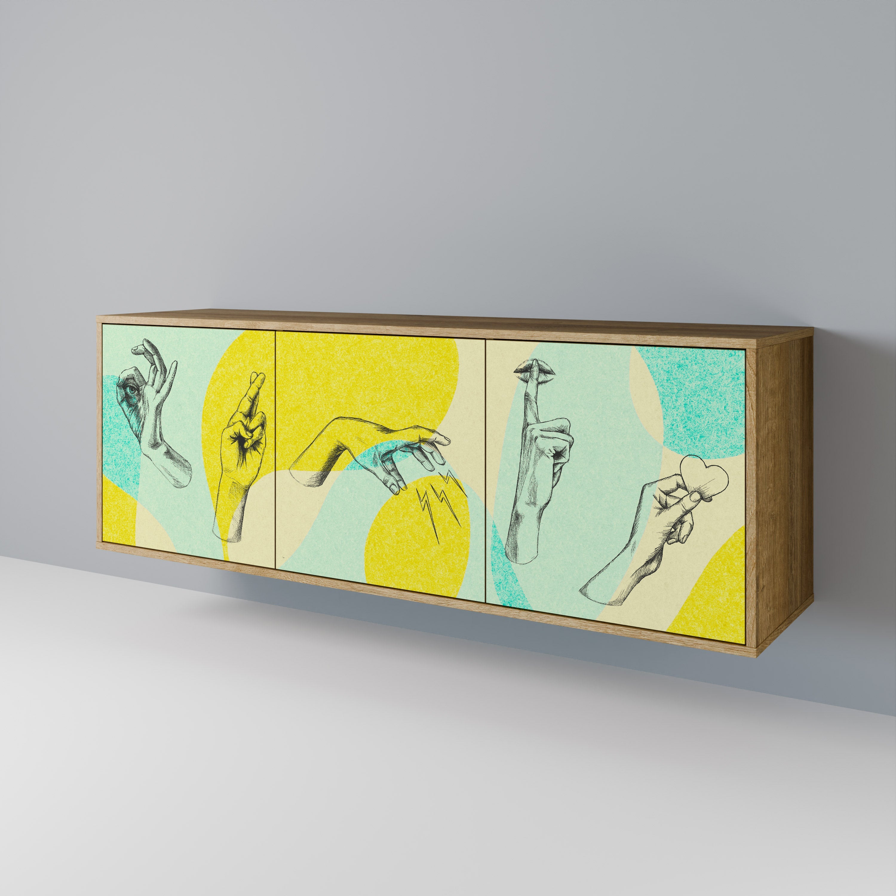 BODY LANGUAGE 3-türiges Sideboard in Eichenoptik
