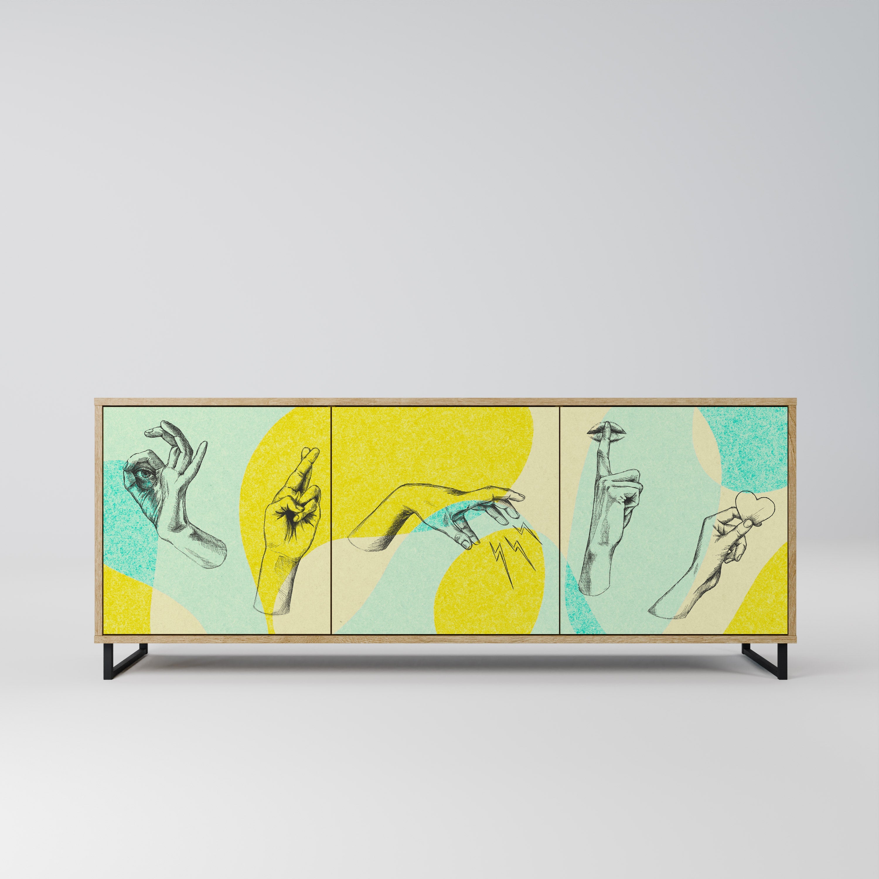 BODY LANGUAGE 3-türiges Sideboard in Eichenoptik