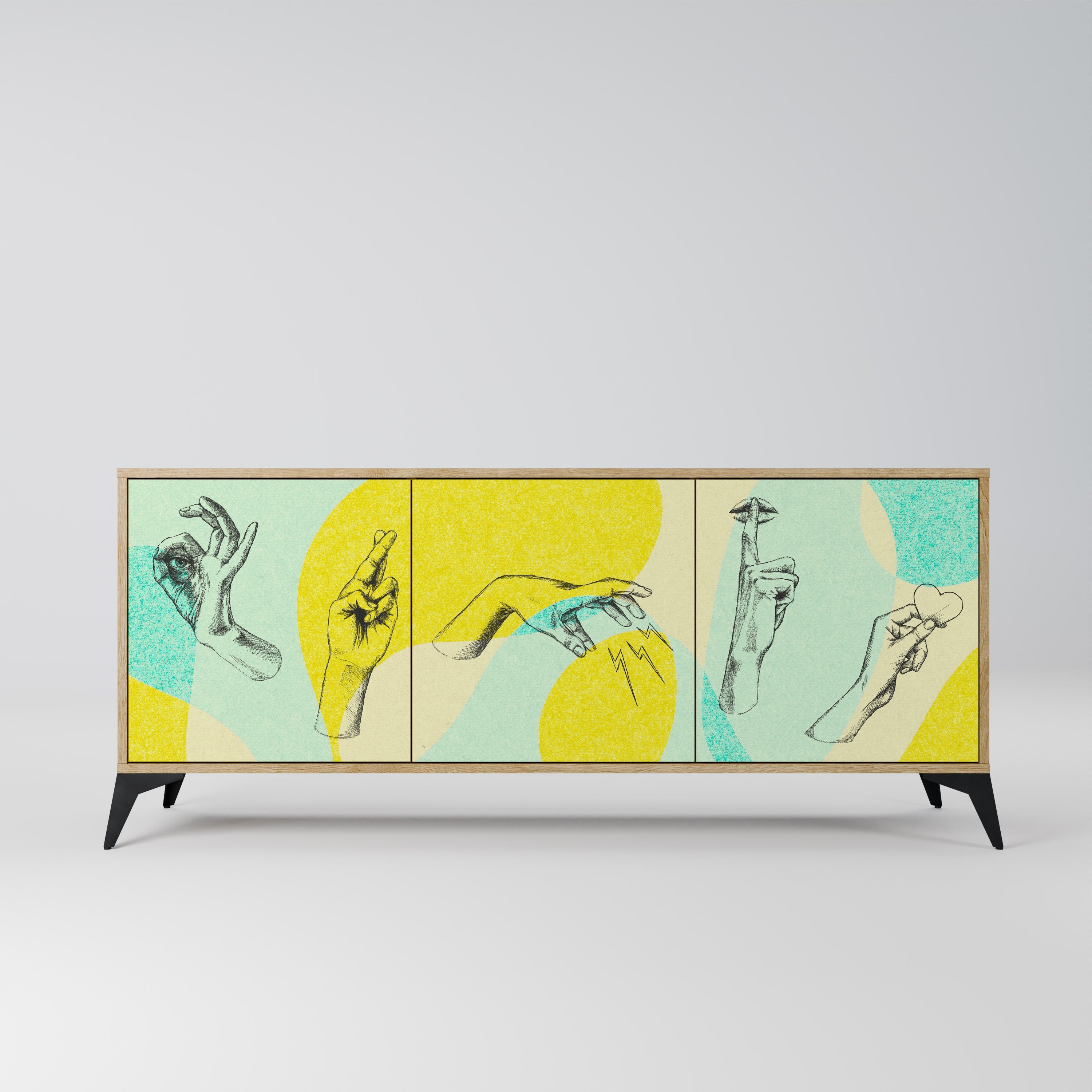 BODY LANGUAGE 3-türiges Sideboard in Eichenoptik